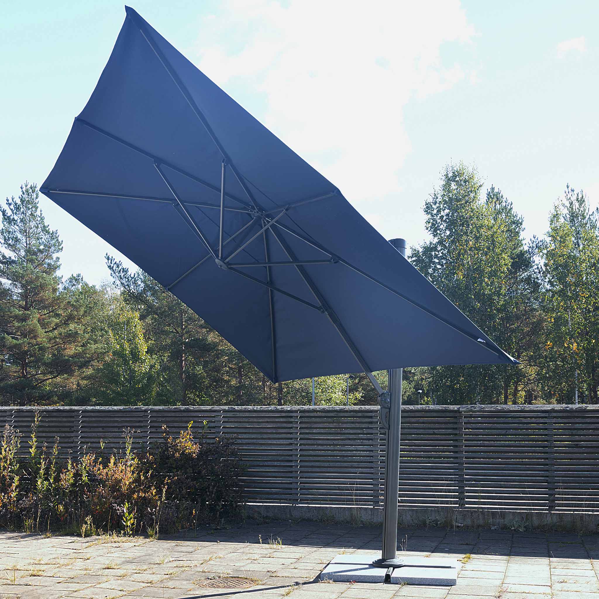 Rektangulärt premiumparasoll 3x4m med vev | Blå Rektangulärt premiumparasoll 3x4m med vev | Blå