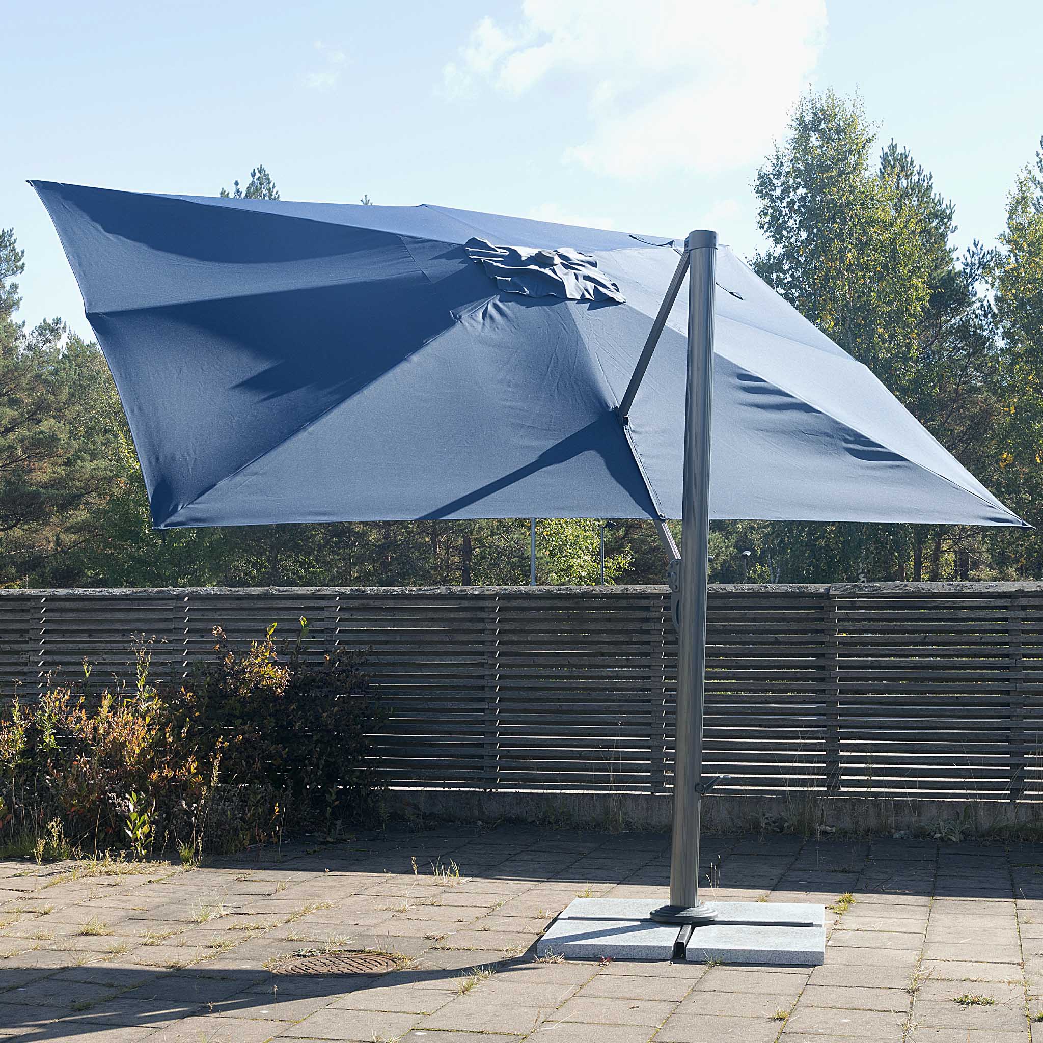 Rektangulärt premiumparasoll 3x4m med vev | Blå Rektangulärt premiumparasoll 3x4m med vev | Blå