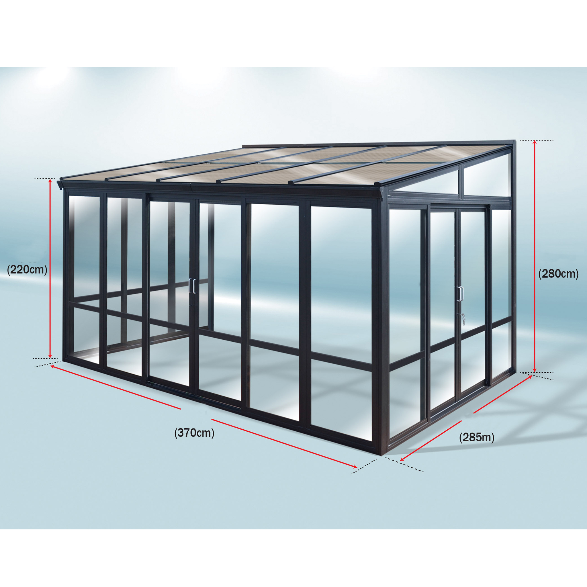 Uterum 10,7m² | Säkerhetsglas och kanalplast | Aluminiumstomme | Svart Uterum 10,7m² | Säkerhetsglas och kanalplast | Aluminiumstomme | Svart