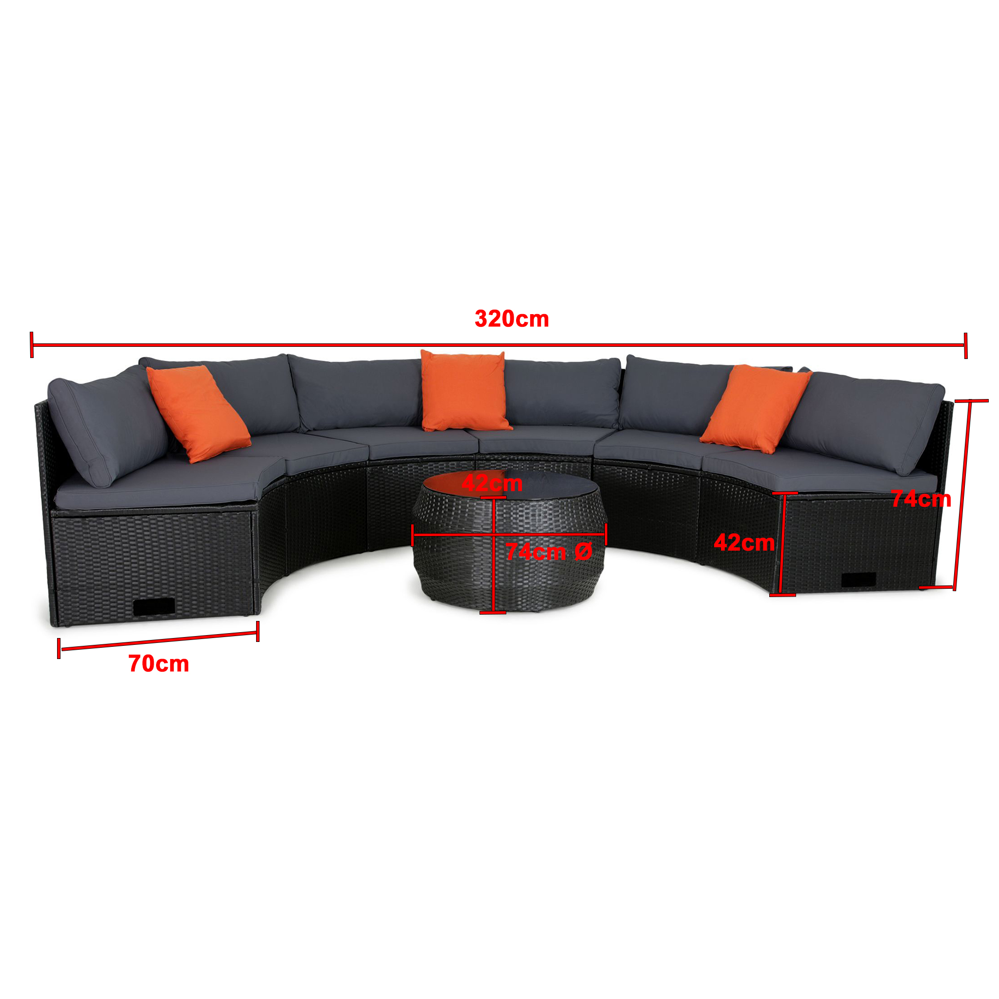 Stor rund loungegrupp | Inbyggd dynf�rvaring | 6 sittplatser