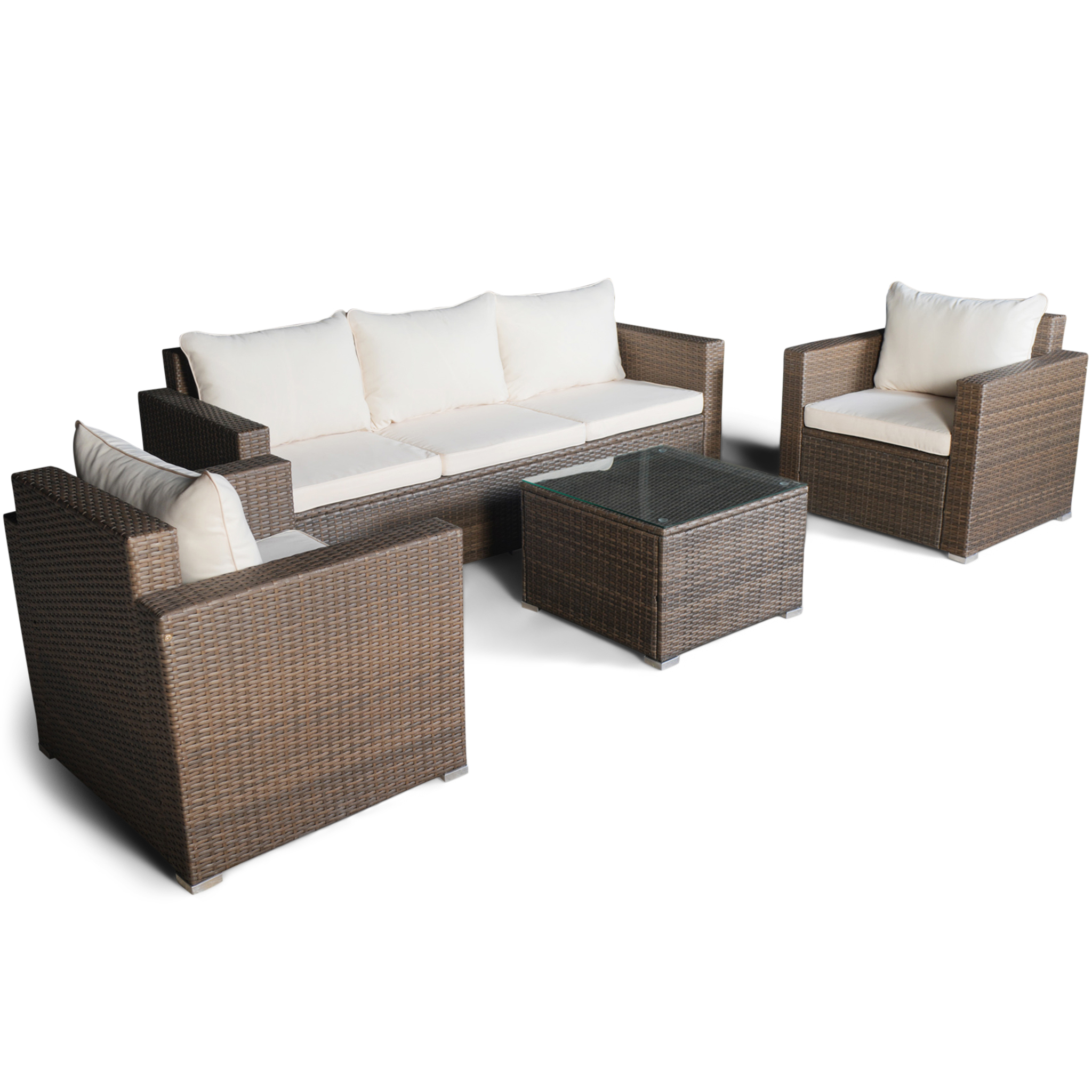 Loungegrupp utemöbler | Brun konstrotting | Huvudskär Loungegrupp utemöbler | Brun konstrotting | Huvudskär