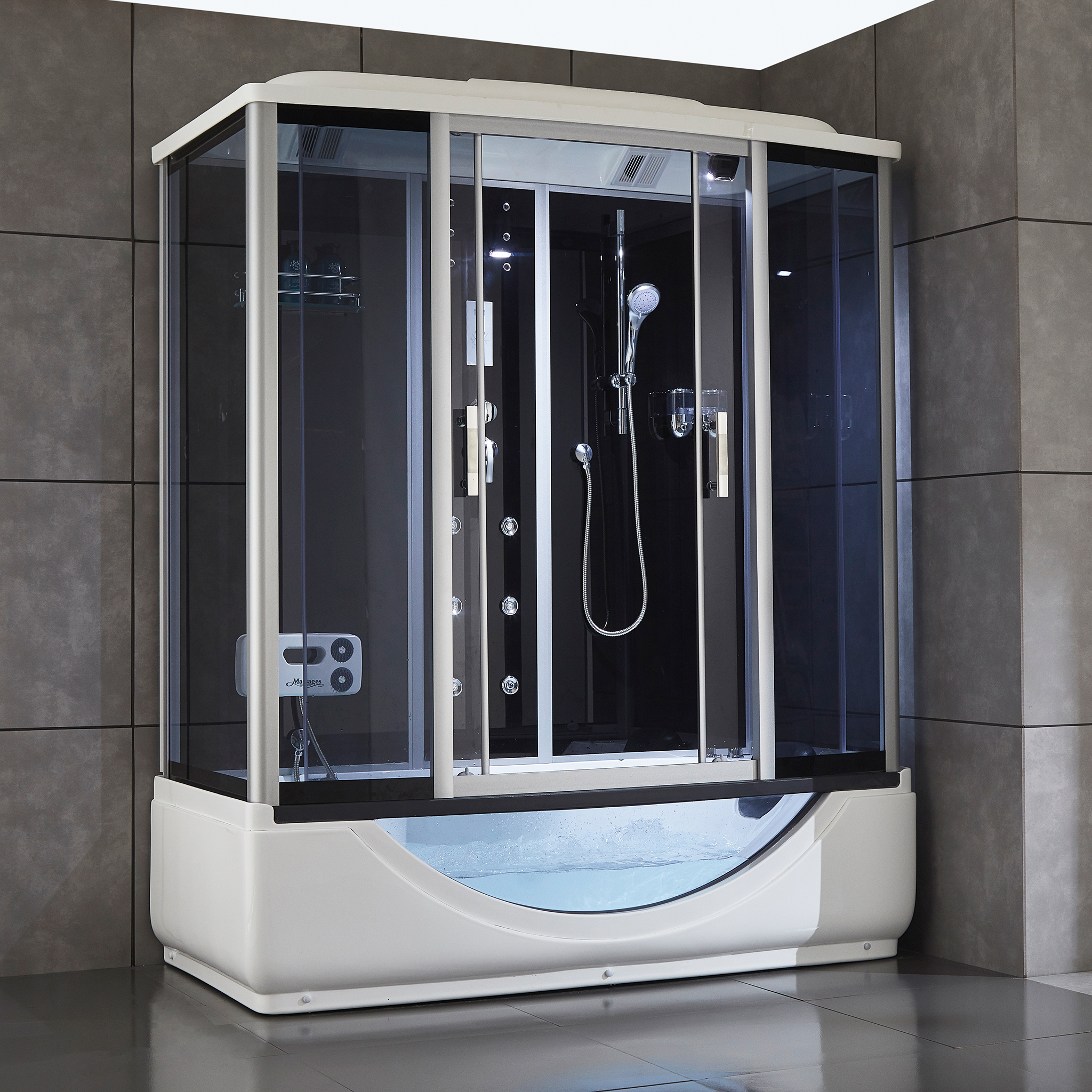 Rektangulär duschkabin med jacuzzi-badkar Rektangulär duschkabin med jacuzzi-badkar