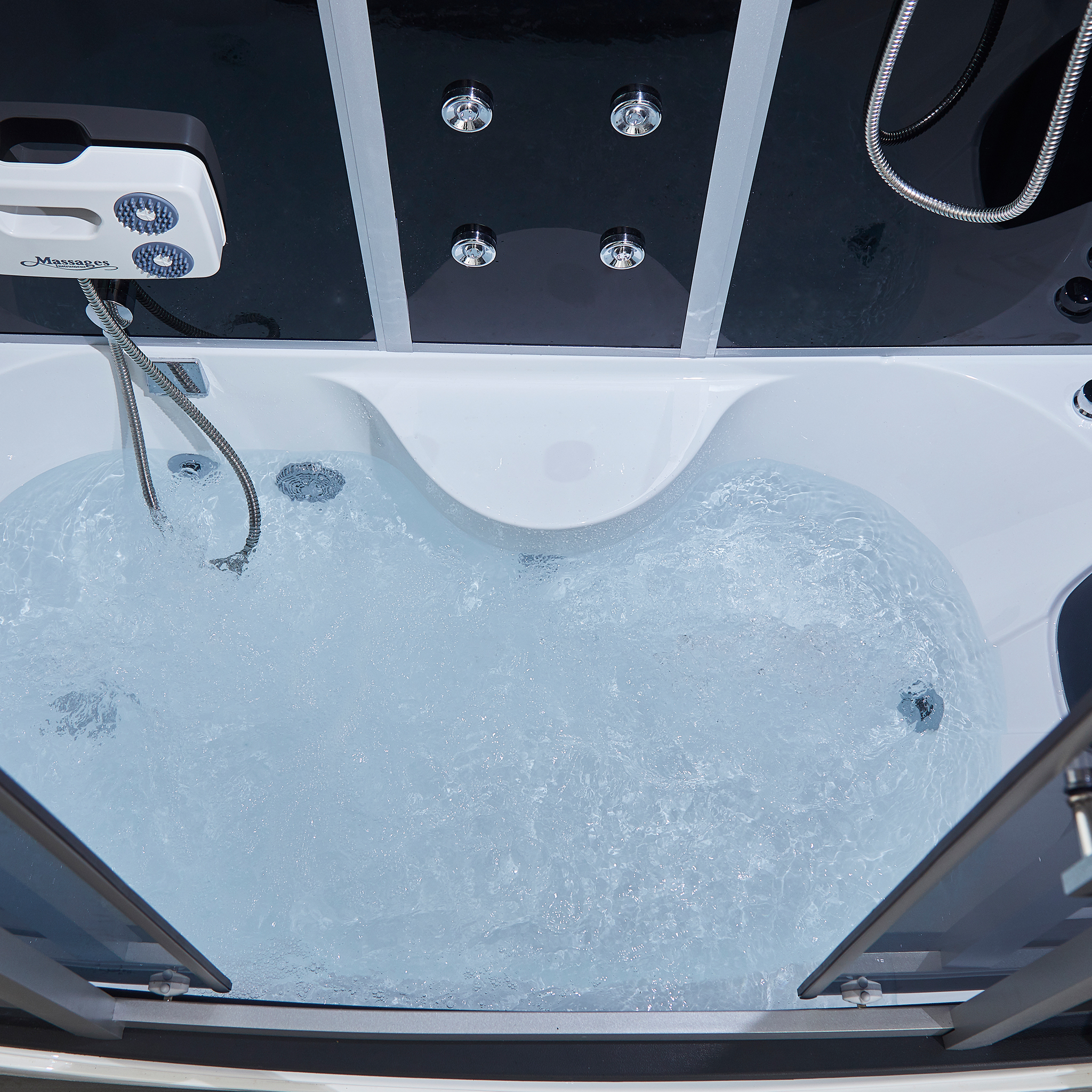 Rektangulär duschkabin med jacuzzi-badkar Rektangulär duschkabin med jacuzzi-badkar