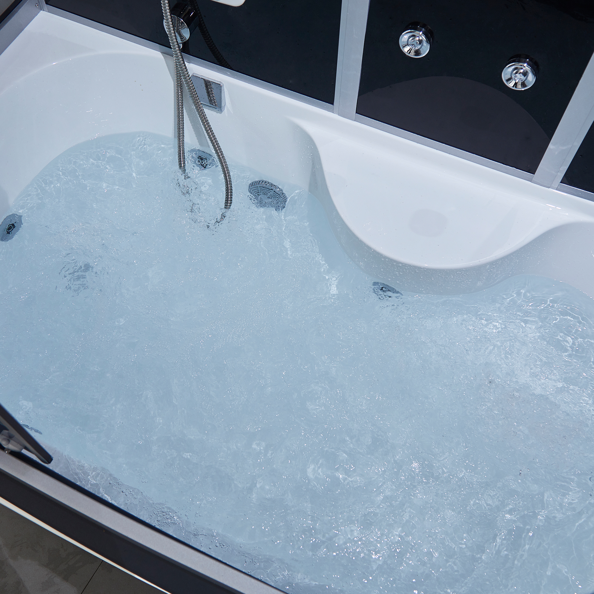 Rektangulär duschkabin med jacuzzi-badkar Rektangulär duschkabin med jacuzzi-badkar