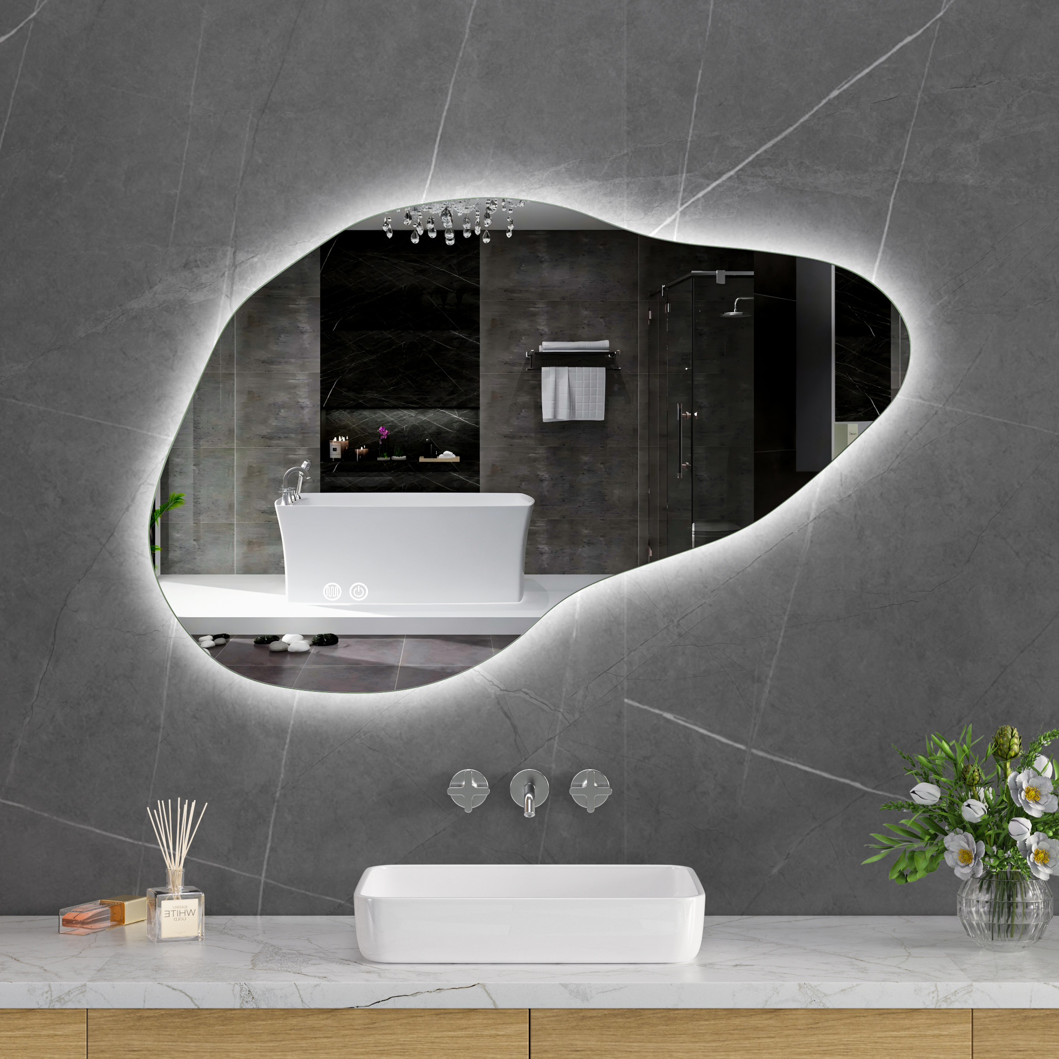 LED-spegel 100x65 cm | Anti-Fog | Justerbar belysning | Lyfco LED-spegel 100x65 cm | Anti-Fog | Justerbar belysning | Lyfco