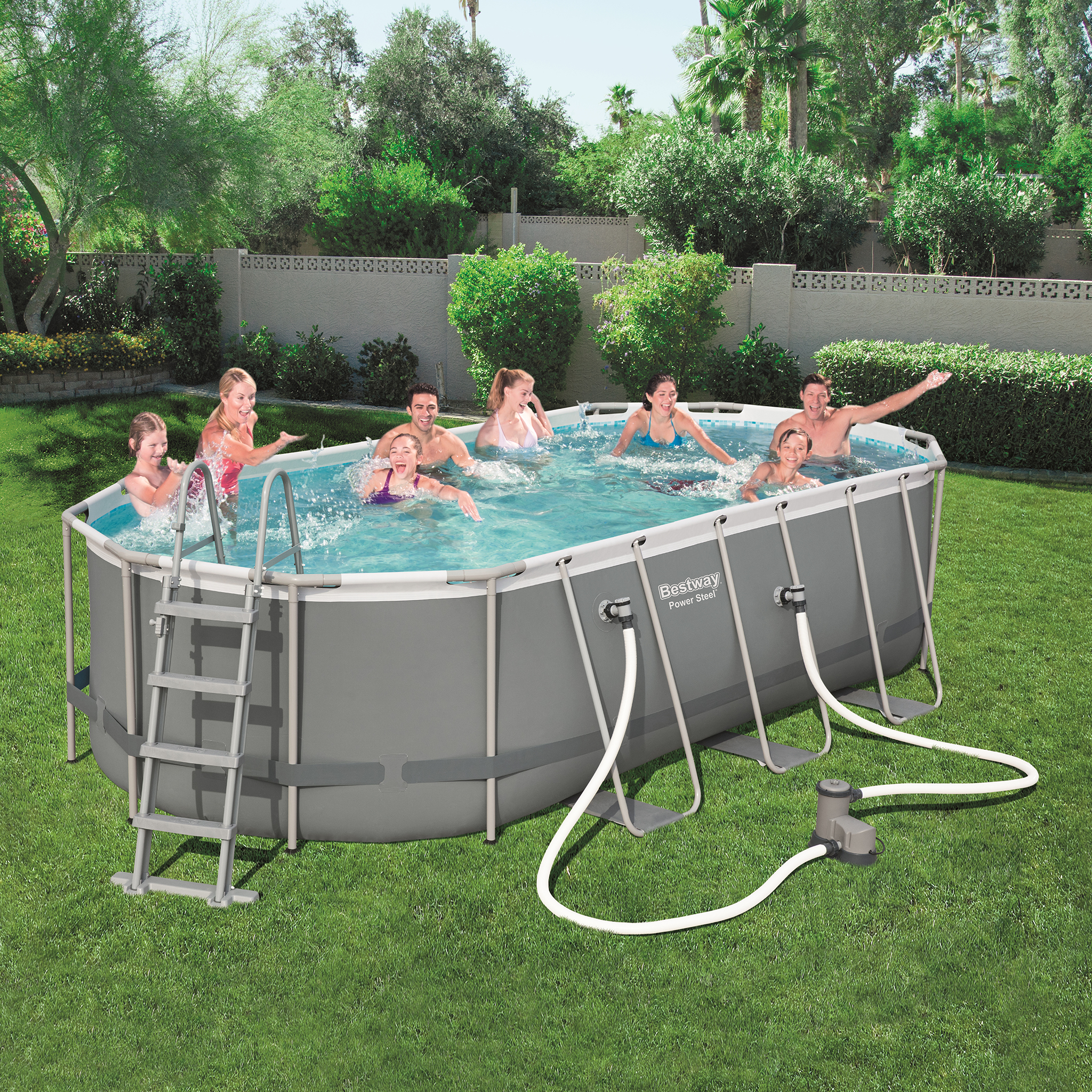 Bestway pool ovan mark 5,5x2,7m - 1,2m djup | Power Steel Oval (56710) Bestway pool ovan mark 5,5x2,7m - 1,2m djup | Power Steel Oval (56710)