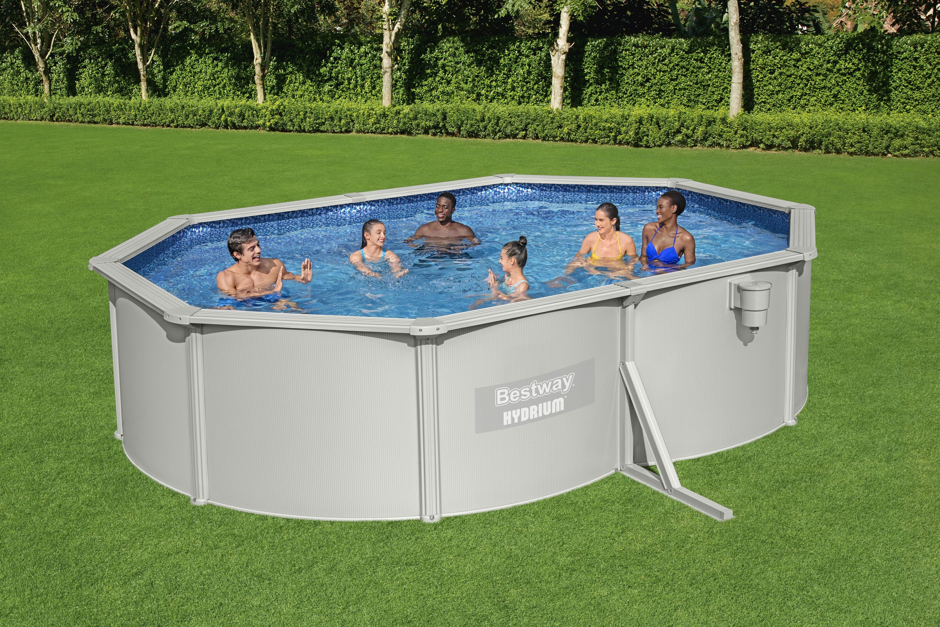 Ovanmarkpool Bestway Hydrium Oval, Ljusblå - 5 x 3,6 m (56586) Ovanmarkpool Bestway Hydrium Oval, Ljusblå - 5 x 3,6 m (56586)