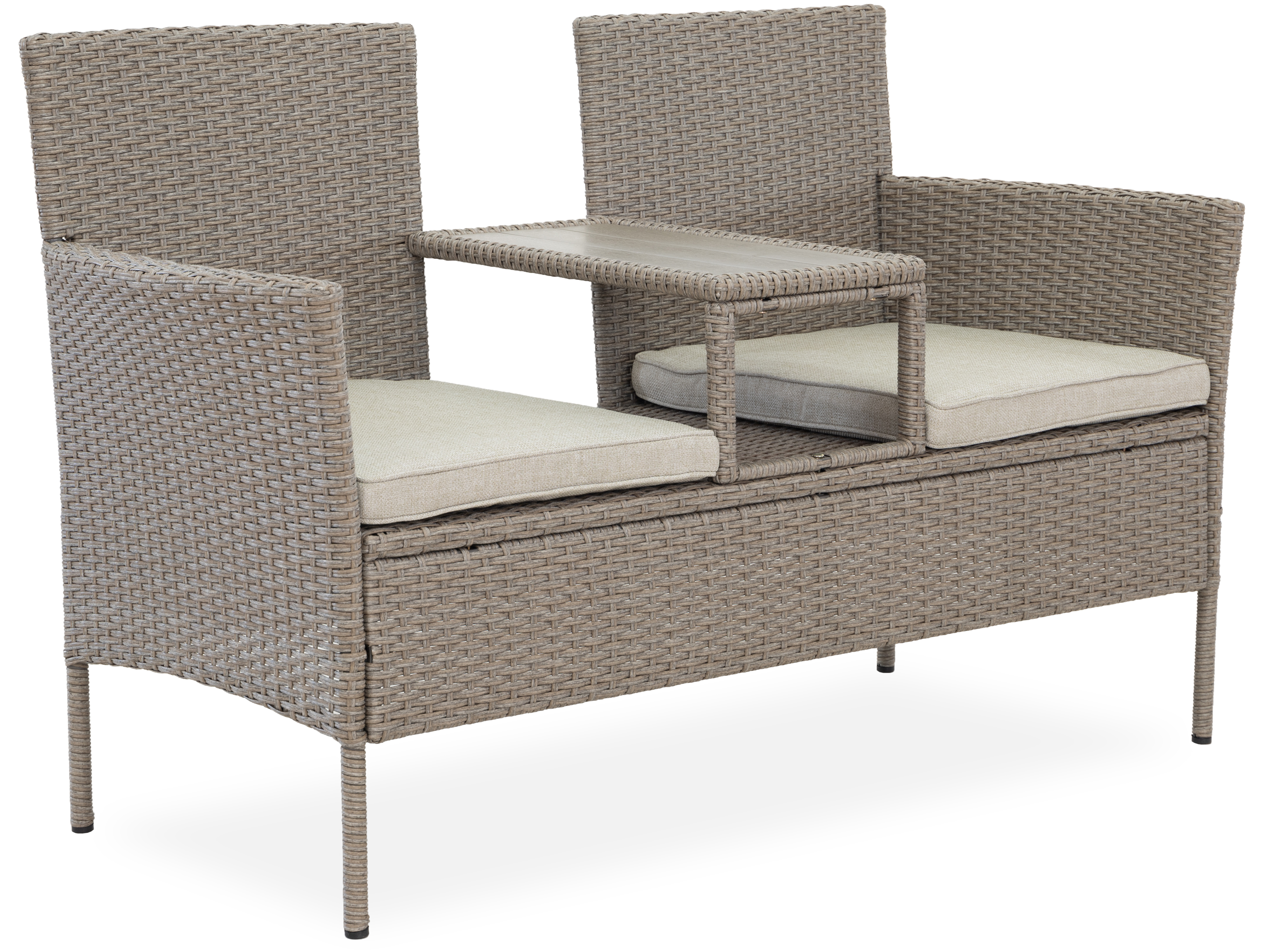 Duosoffa i konstrotting med sidobord | 139 cm | 2-sits