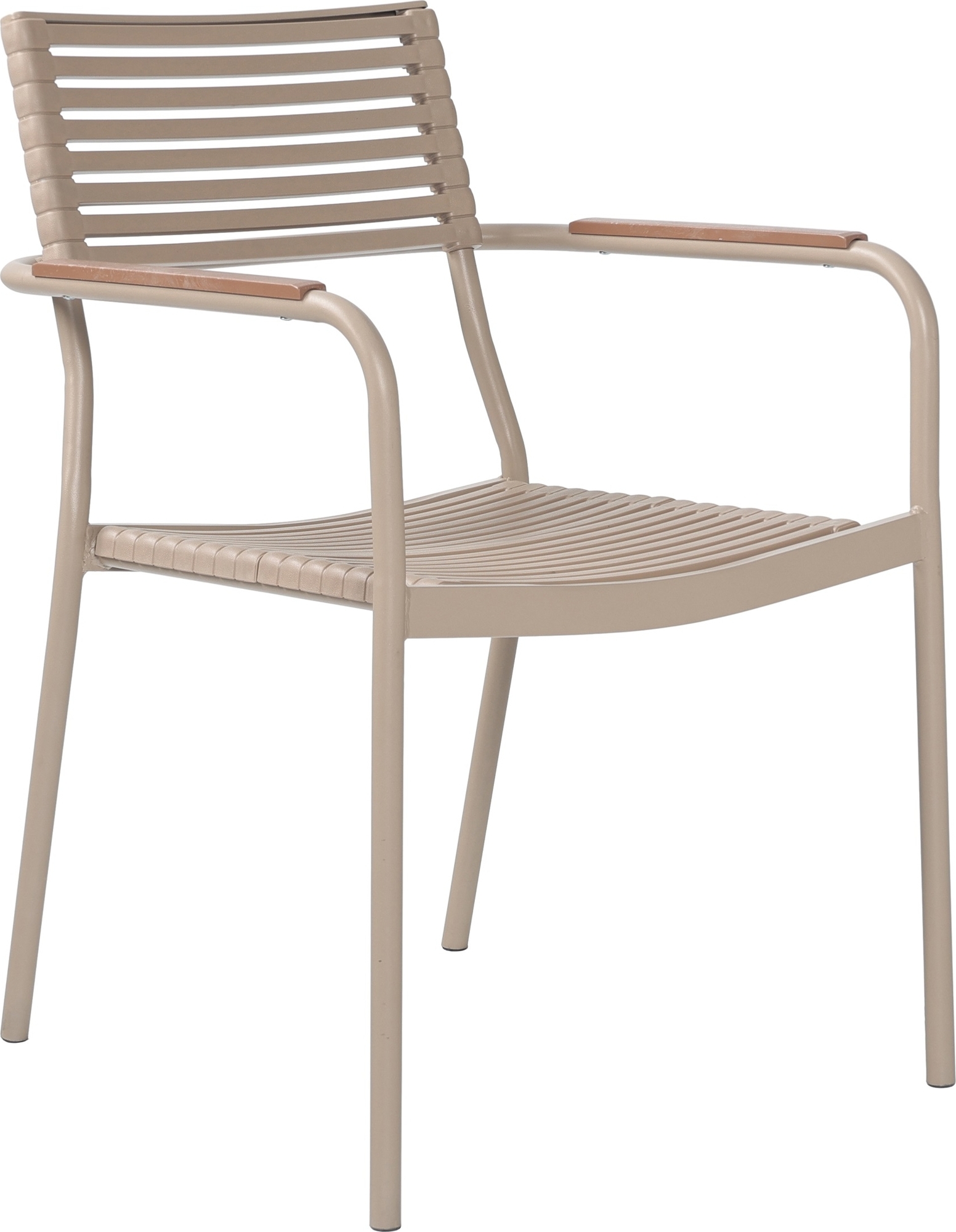 Stapelbar utestol i khaki med trälook och metallstomme | Pino Stapelbar utestol i khaki med trälook och metallstomme | Pino