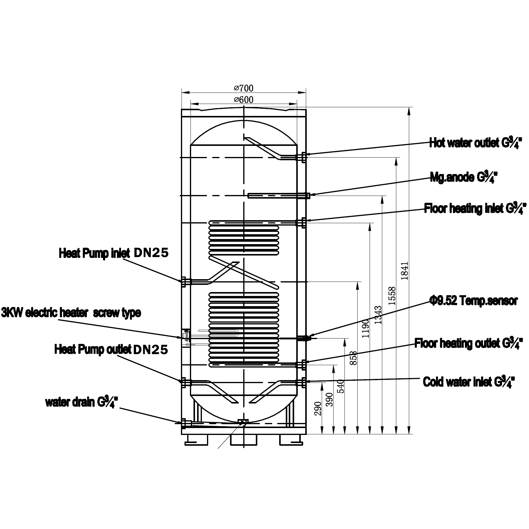 Ackumulatortank 500 liter | F�r dockning mot v�rmepump