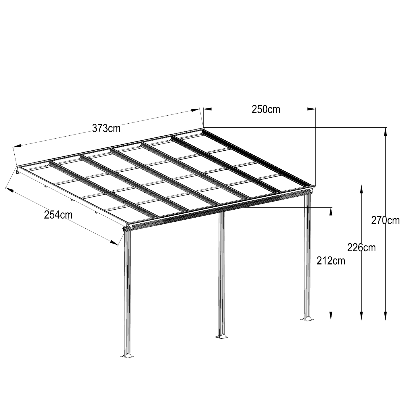 Altantak 3.7x2.5m | Extra hög | Kanalplast / Aluminium Altantak 3.7x2.5m | Extra hög | Kanalplast / Aluminium