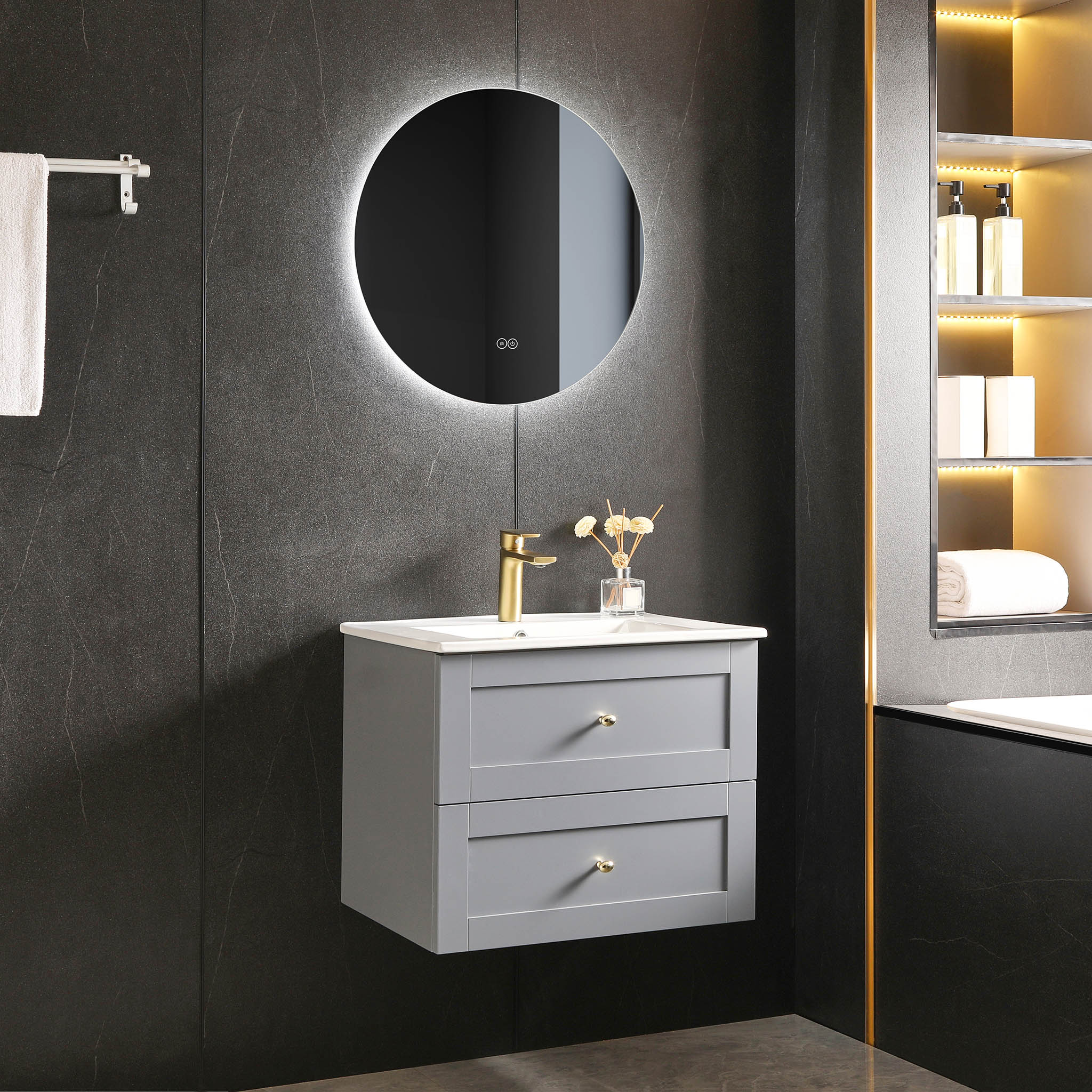 Badrumsm�bel | Kommod & LED-spegel | Velum gr�