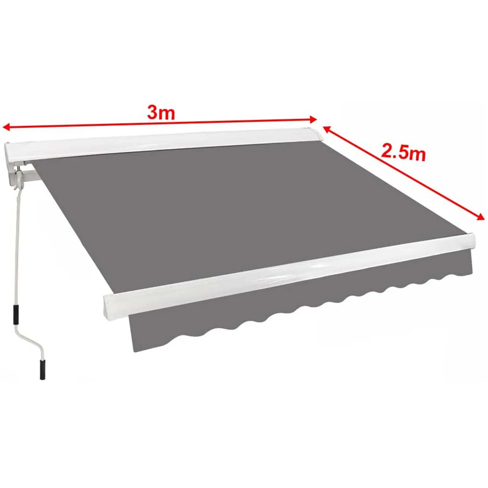 Halvkassettmarkis 3x2,5 m | M�rkgr� ram & ljusgr�tt tyg | Metalcraft