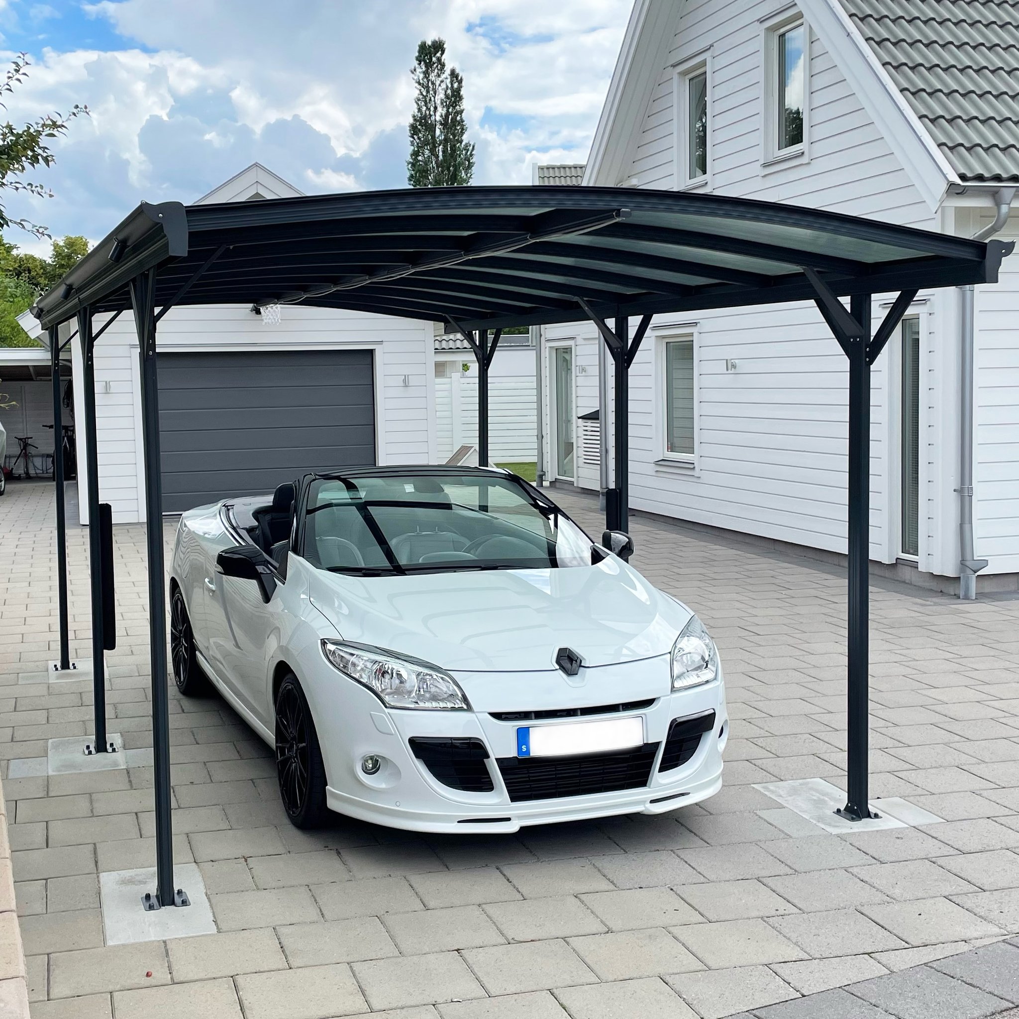 Carport 17,25m² | Extra hög | Aluminiumstomme & kanalplasttak Carport 17,25m² | Extra hög | Aluminiumstomme & kanalplasttak