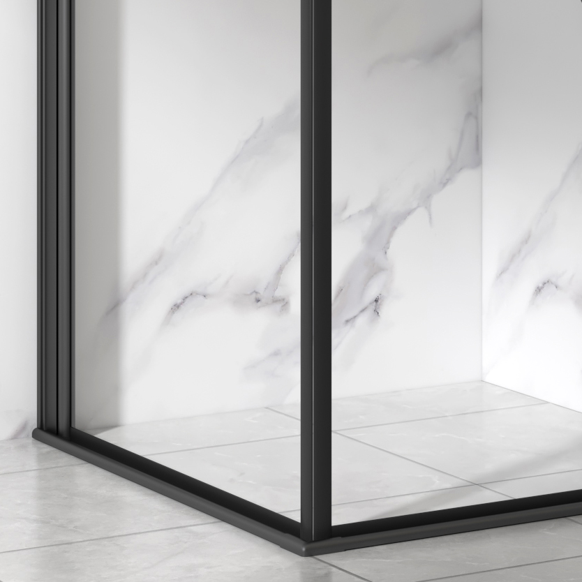Duschhörna med svart ram | Aluminium och säkerhetsglas Duschhörna med svart ram | Aluminium och säkerhetsglas