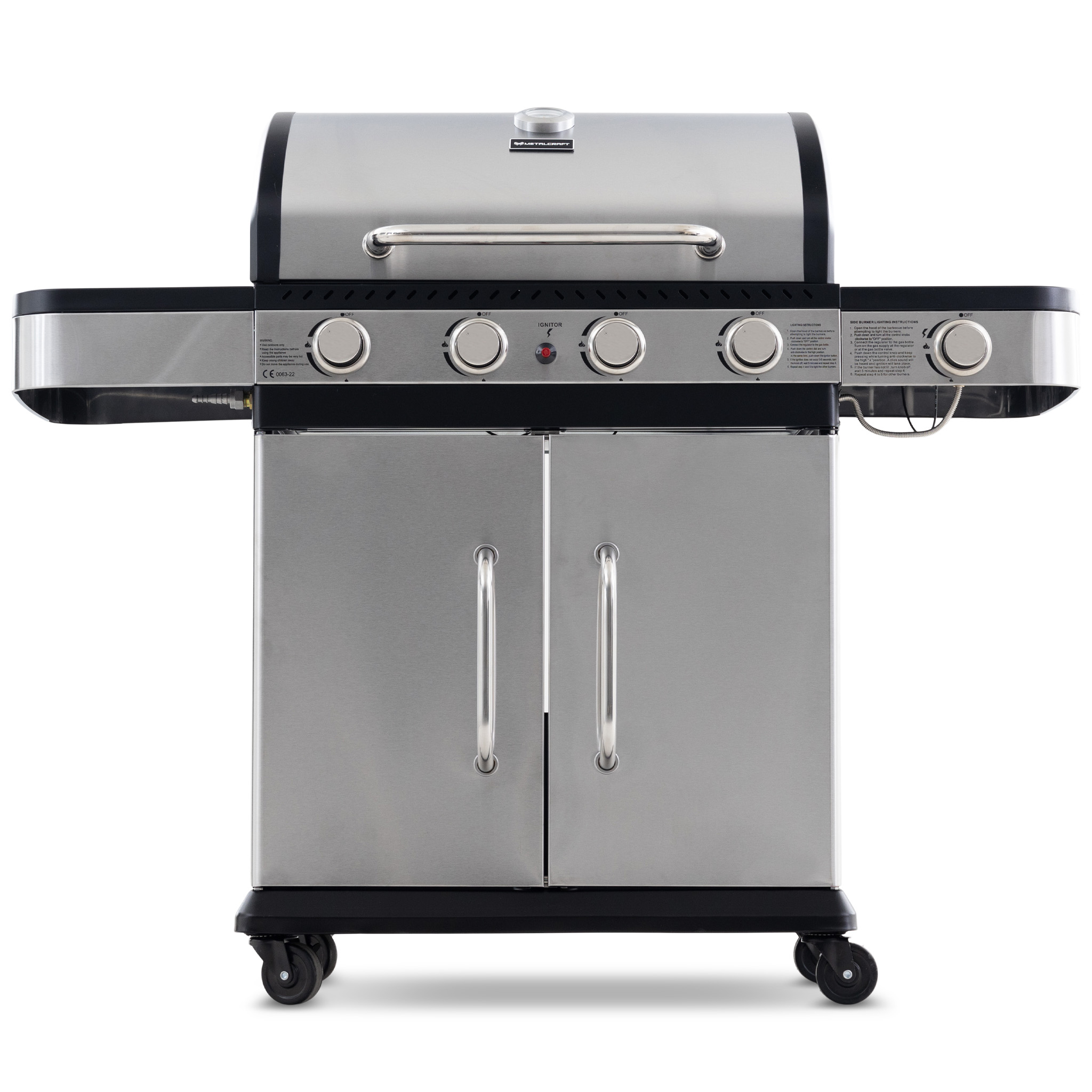Gasolgrill 14.5 kW | 4 rostfria brännare & 1 sidobrännare | St. Louis Gasolgrill 14.5 kW | 4 rostfria brännare & 1 sidobrännare | St. Louis