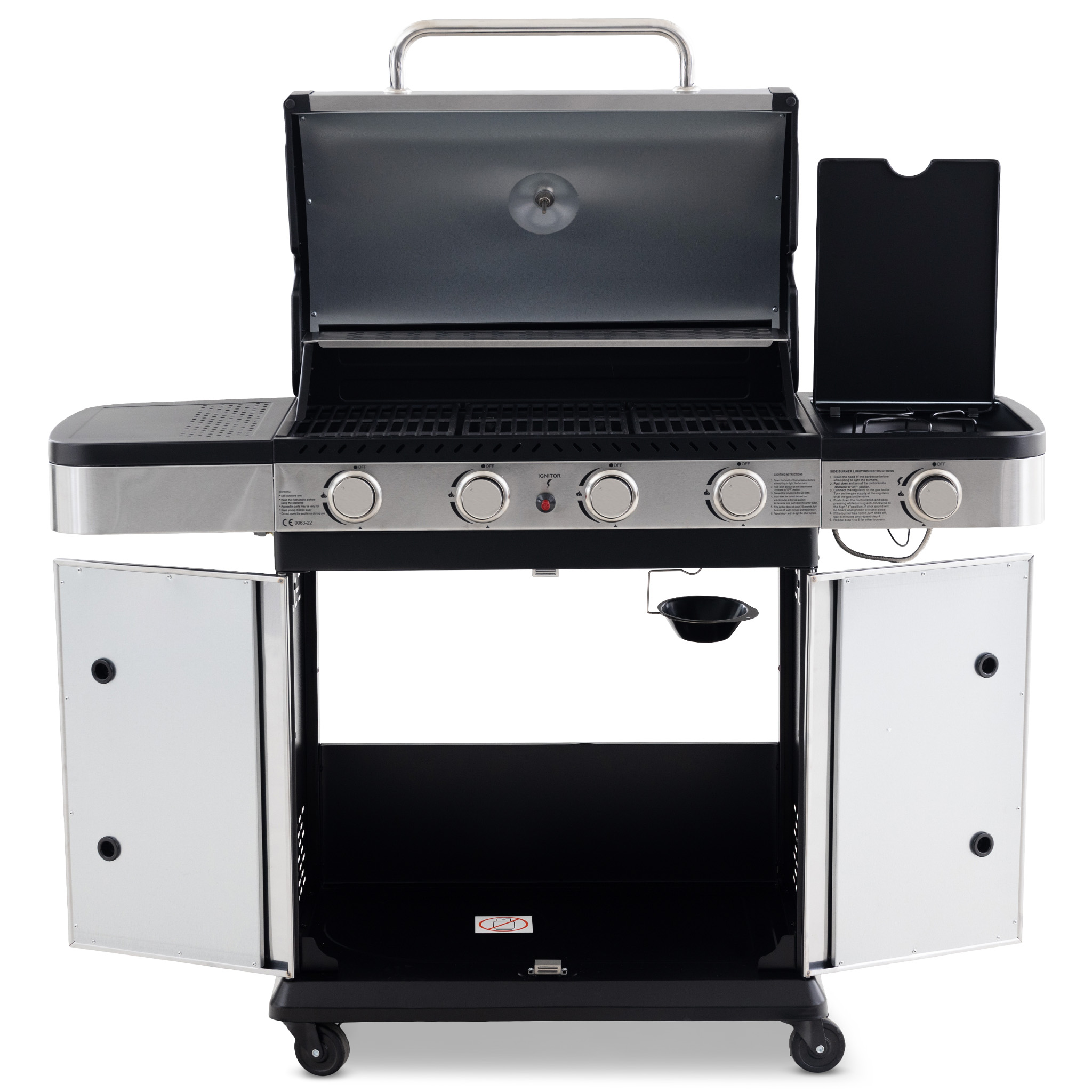 Gasolgrill 14.5 kW | 4 rostfria brännare & 1 sidobrännare | St. Louis Gasolgrill 14.5 kW | 4 rostfria brännare & 1 sidobrännare | St. Louis
