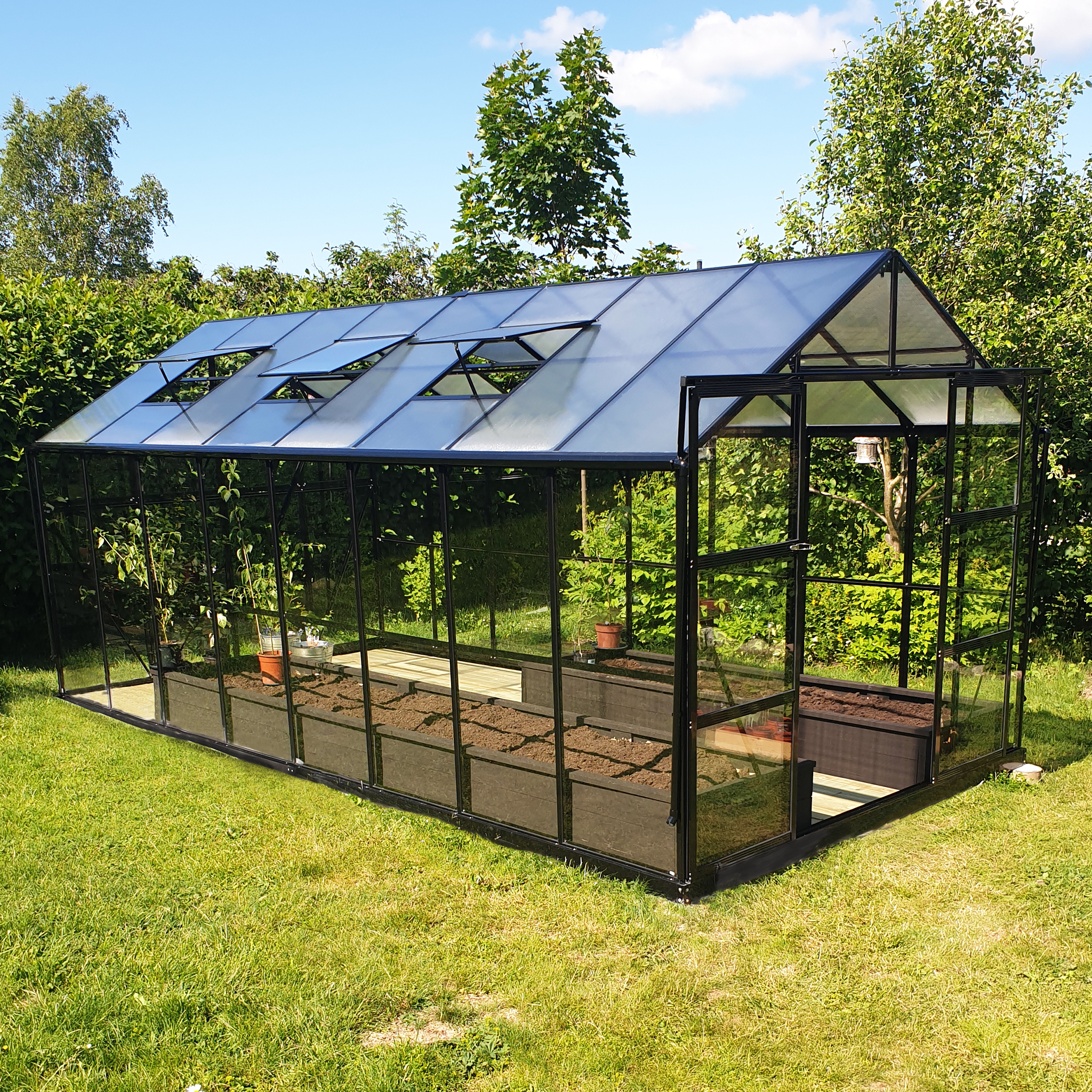 Växthus 12,7m² | 5 års stormgaranti | 4mm säkerhetsglas Växthus 12,7m² | 5 års stormgaranti | 4mm säkerhetsglas
