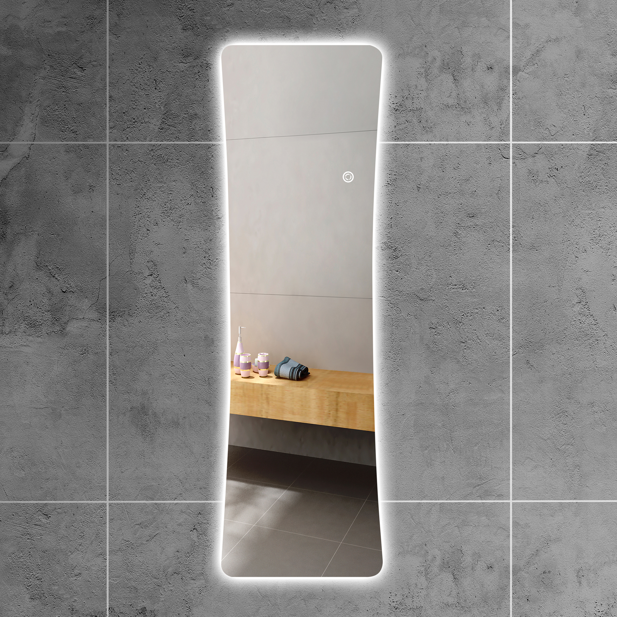 Stor helkroppsspegel 165x45cm | LED-belysning med dimmer Stor helkroppsspegel 165x45cm | LED-belysning med dimmer