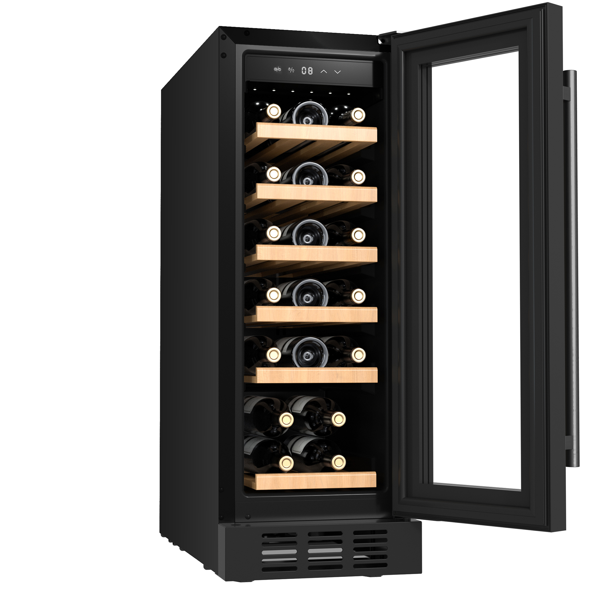 Inbyggbar vinkyl 19 flaskor | Extra tystg�ende | LED-belysning | 30cm smal