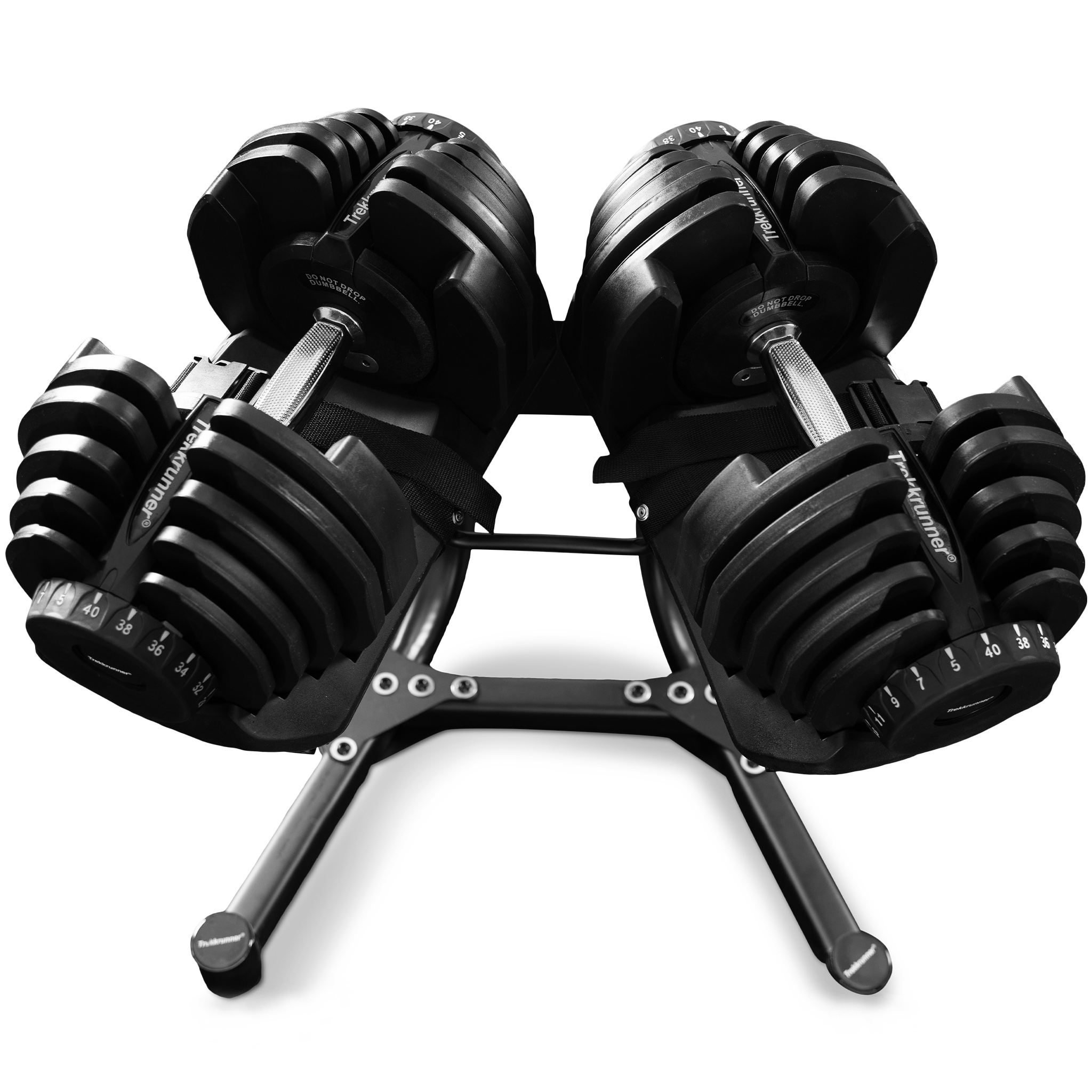 Justerbara hantlar 2x40kg med st�ll | St�llbar vikt 5-40kg | Trekkrunner