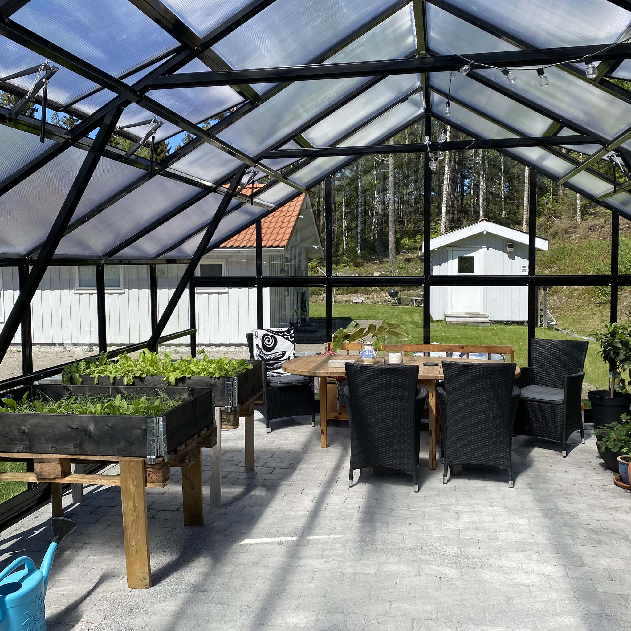 Extra brett premium glasväxthus 21m² | Stormgaranti och säkerhetsglas Extra brett premium glasväxthus 21m² | Stormgaranti och säkerhetsglas