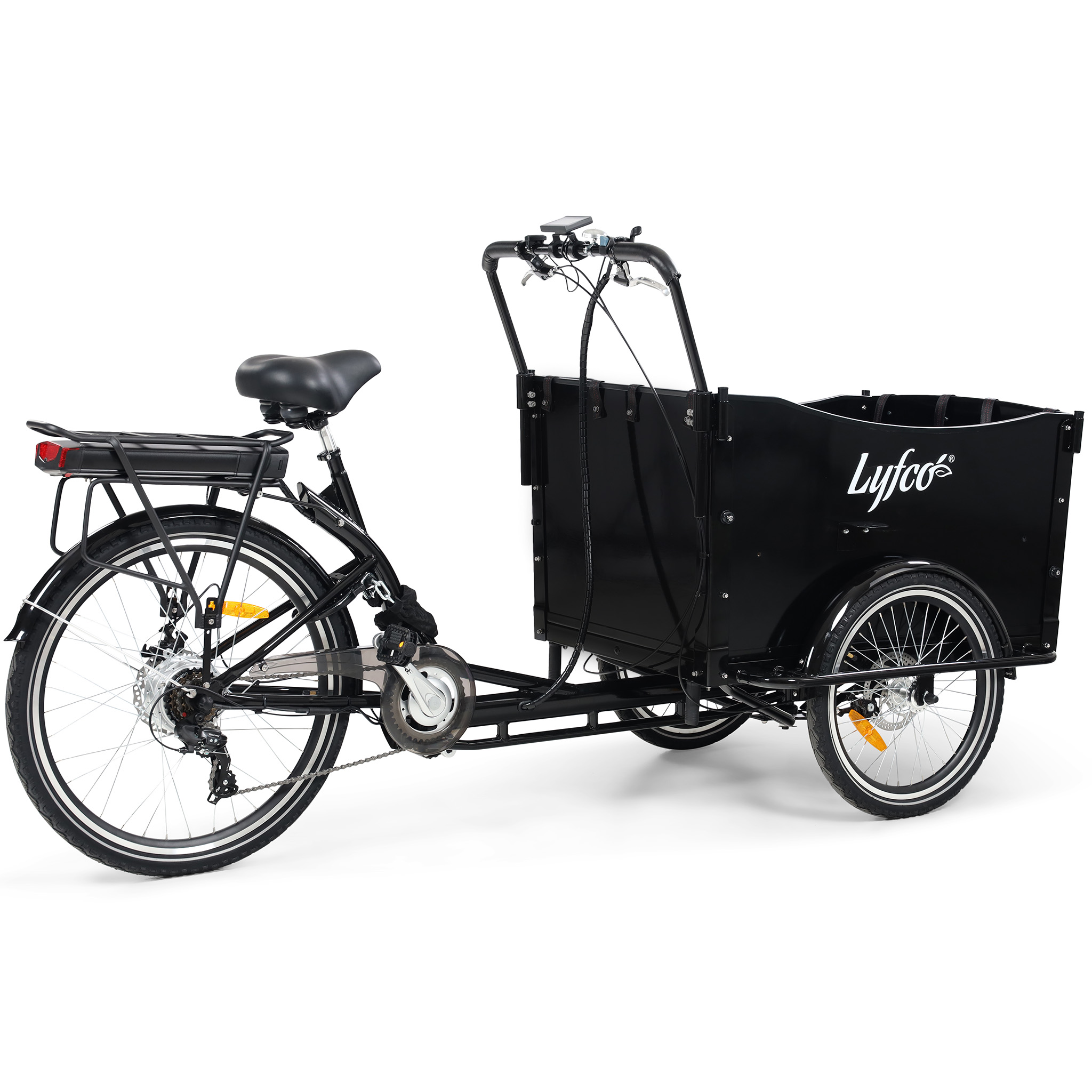 El-lådcykel - 17Ah batteri - Svart trälåda El-lådcykel - 17Ah batteri - Svart trälåda