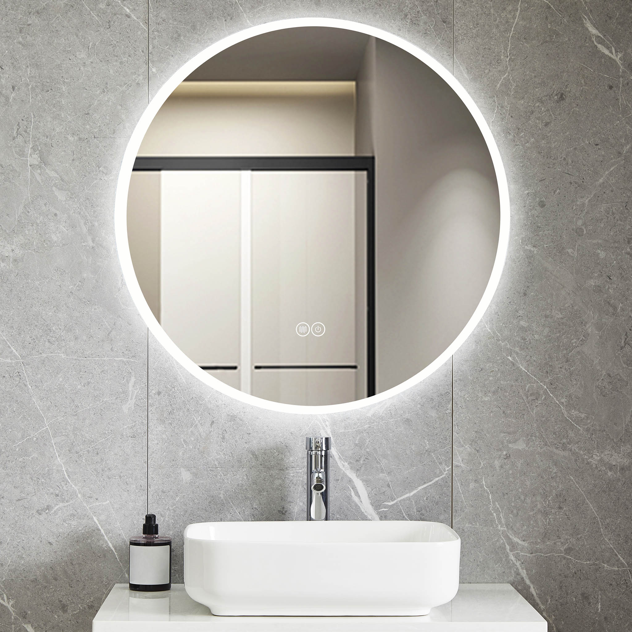 Rund badrumsspegel 80cm | LED-belysning & anti-fog