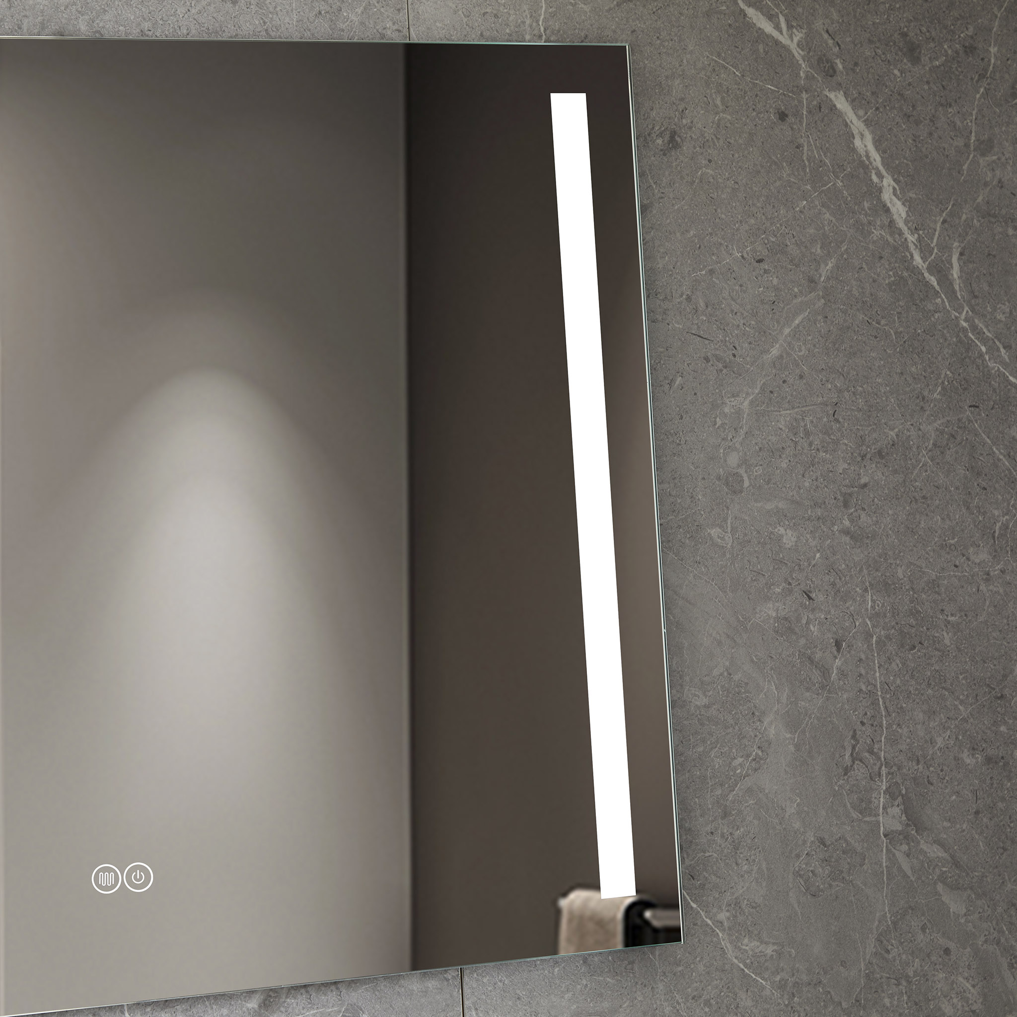 Badrumsspegel | LED-lyse sidor | Dimmer & touch-styrning | Rektangul�r