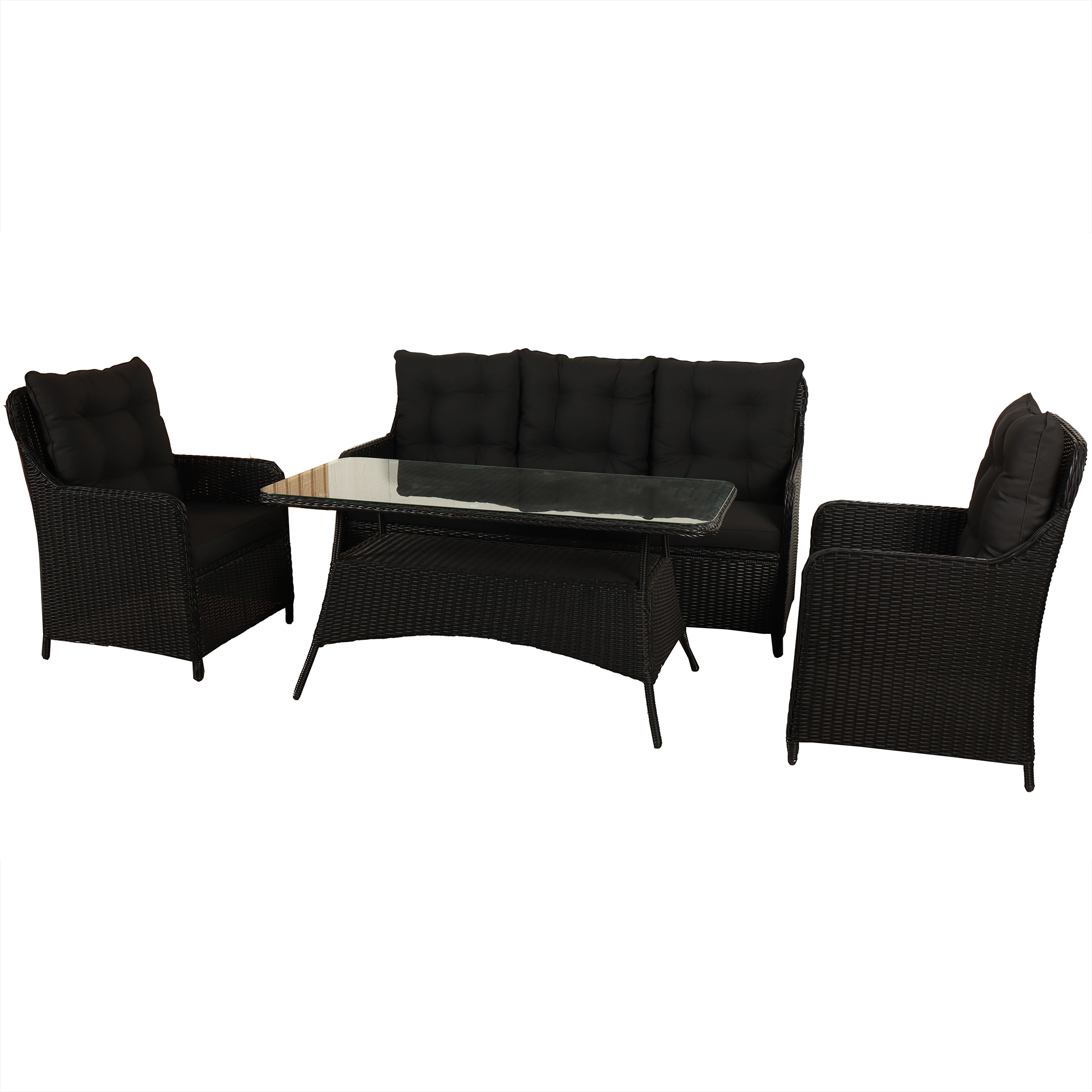 Loungegrupp utemöbler | Svart konstrotting | Rögrund Loungegrupp utemöbler | Svart konstrotting | Rögrund