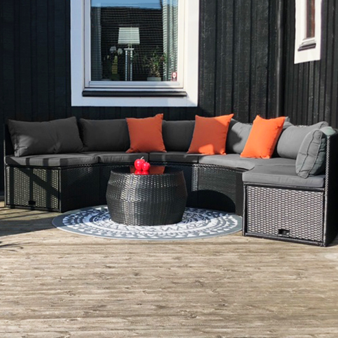 Stor rund loungegrupp | Inbyggd dynf�rvaring | 6 sittplatser