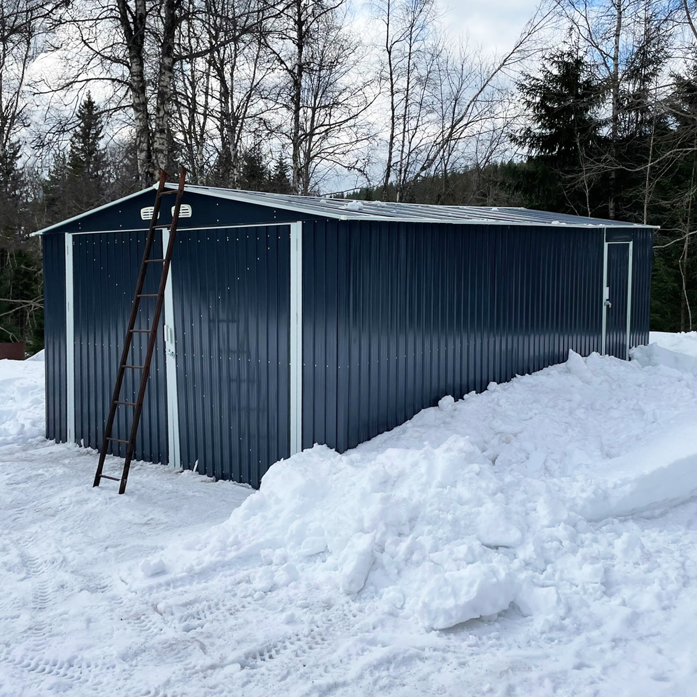 Pl�tgarage 23m� | Dubbel d�rr | Komplett byggsats | Premium