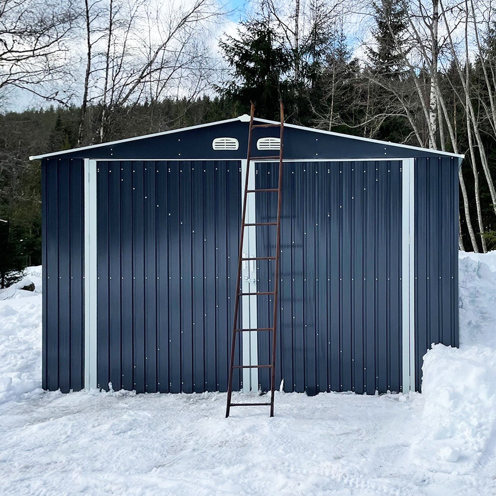 Pl�tgarage 23m� | Dubbel d�rr | Komplett byggsats | Premium