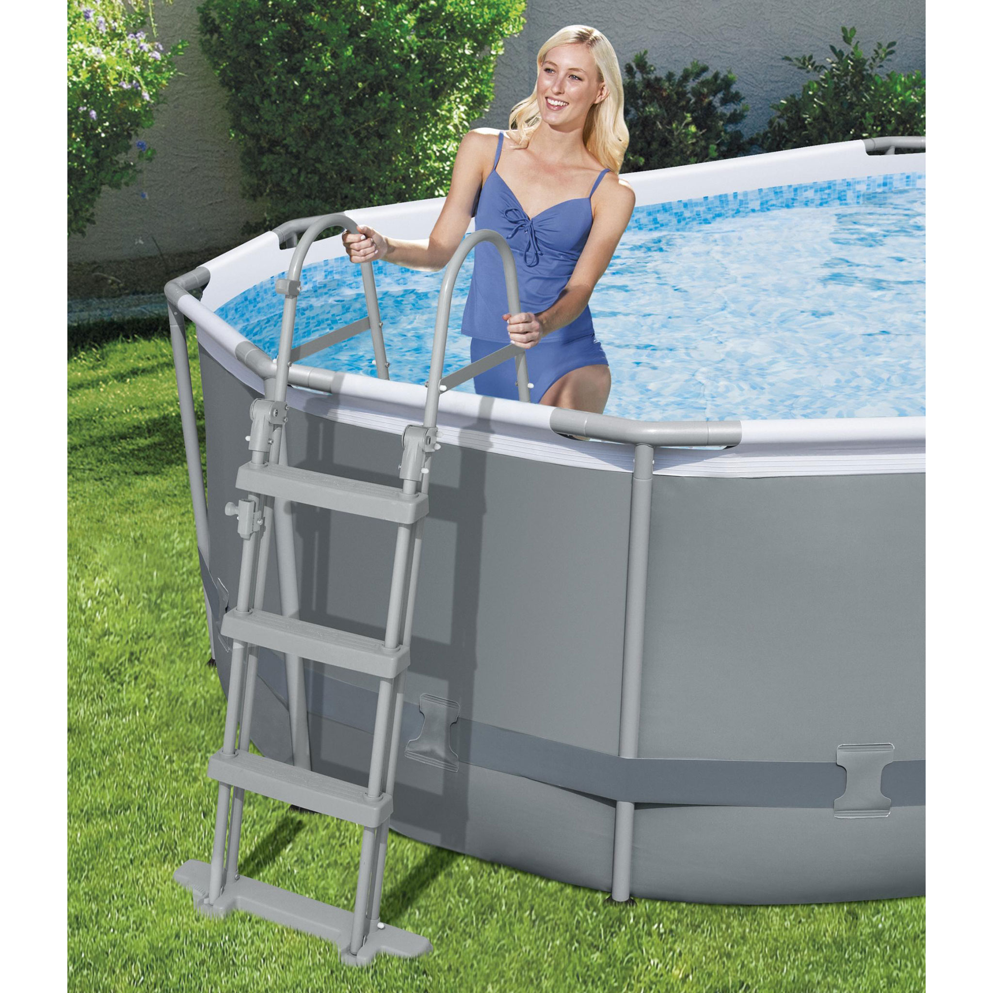 Alternativ bild 1 för Bestway Power Steel 56448, 10949 l, Pool med ram, Stege, Blå, Grå, 67,4 kg