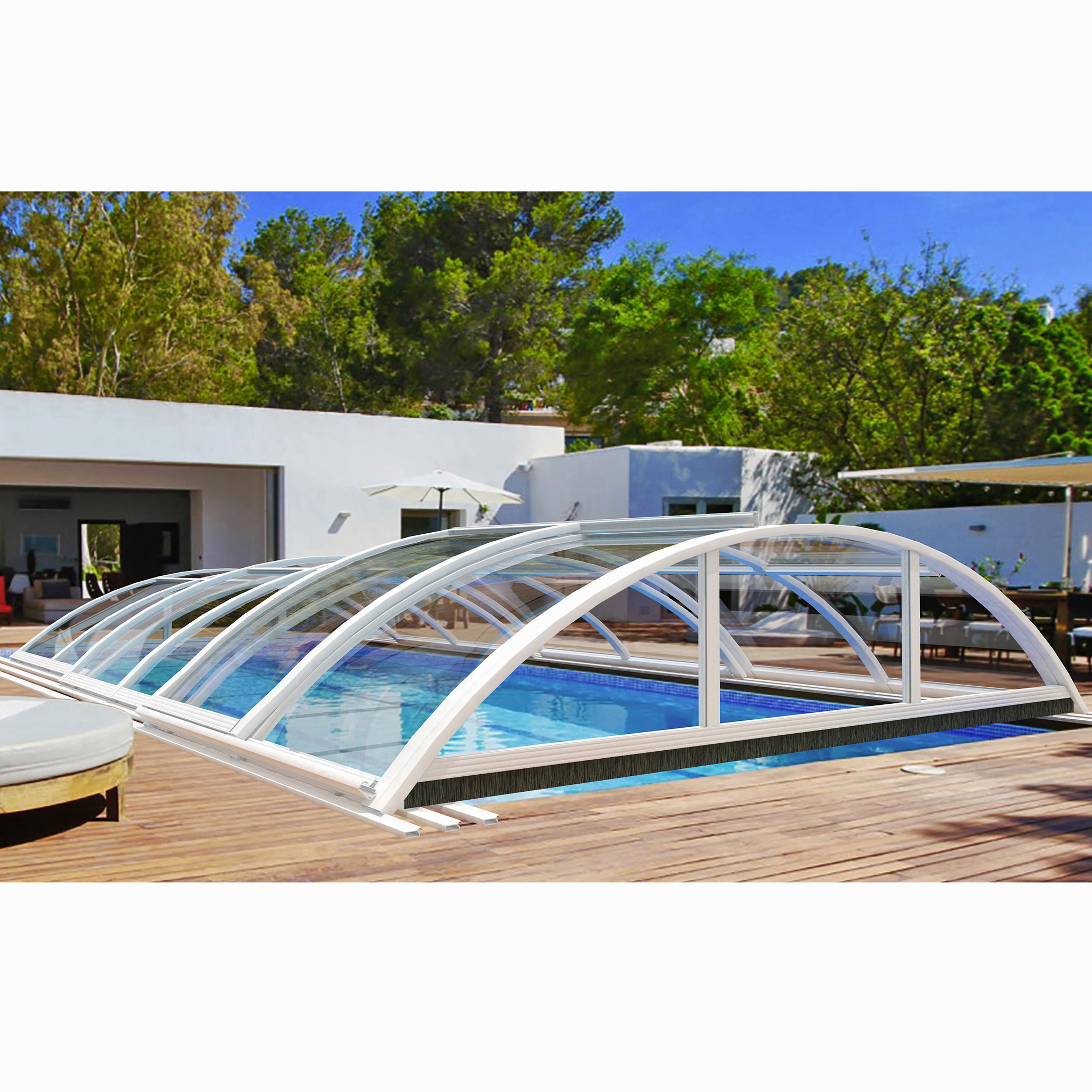 Pooltak 4x8m med sidodörr | Solid polykarbonat 4mm | Aluminium Pooltak 4x8m med sidodörr | Solid polykarbonat 4mm | Aluminium