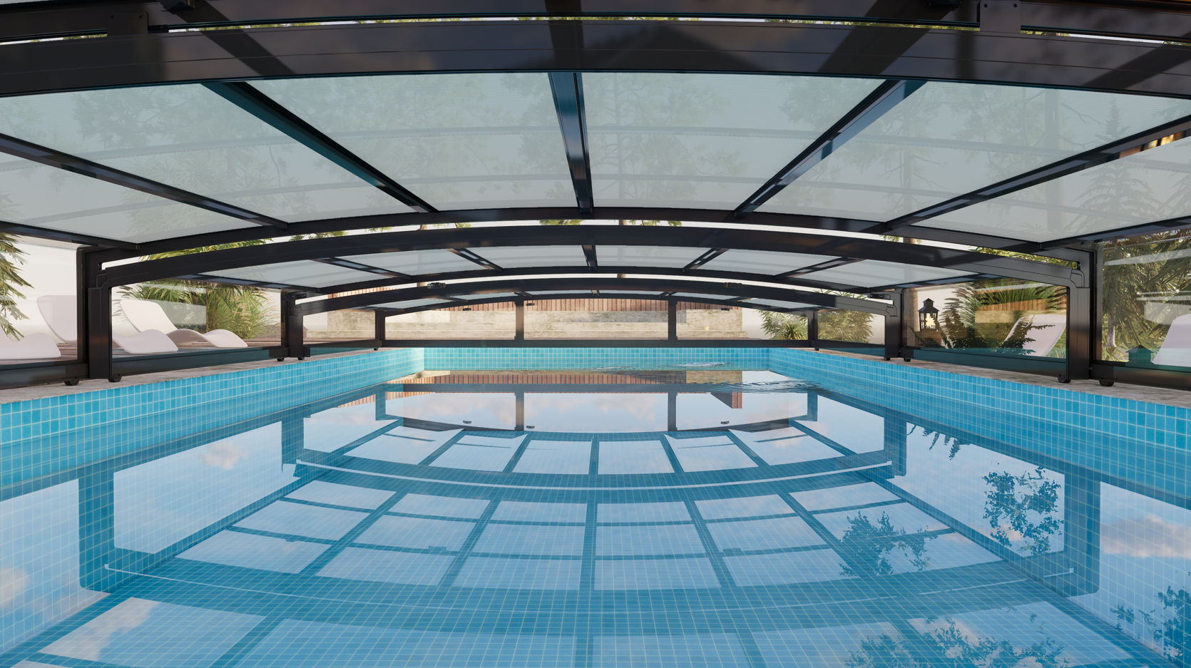 Pooltak 4x8m | Utan skenor | UV-skydd Pooltak 4x8m | Utan skenor | UV-skydd