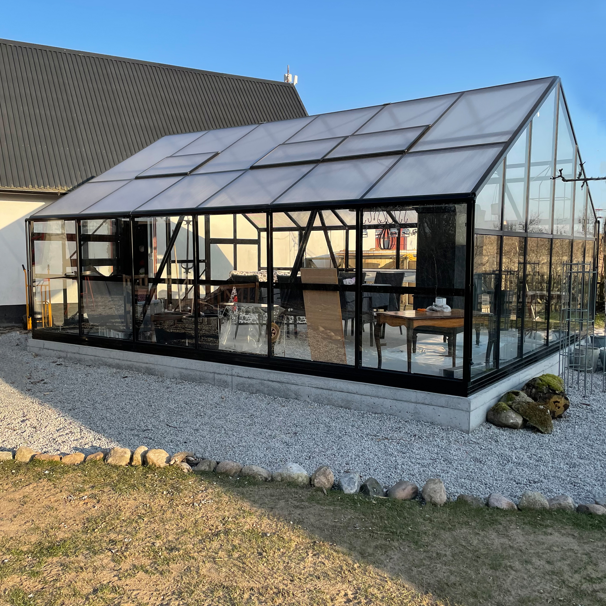Extra brett premium glasväxthus 31m² | Stormgaranti och säkerhetsglas Extra brett premium glasväxthus 31m² | Stormgaranti och säkerhetsglas
