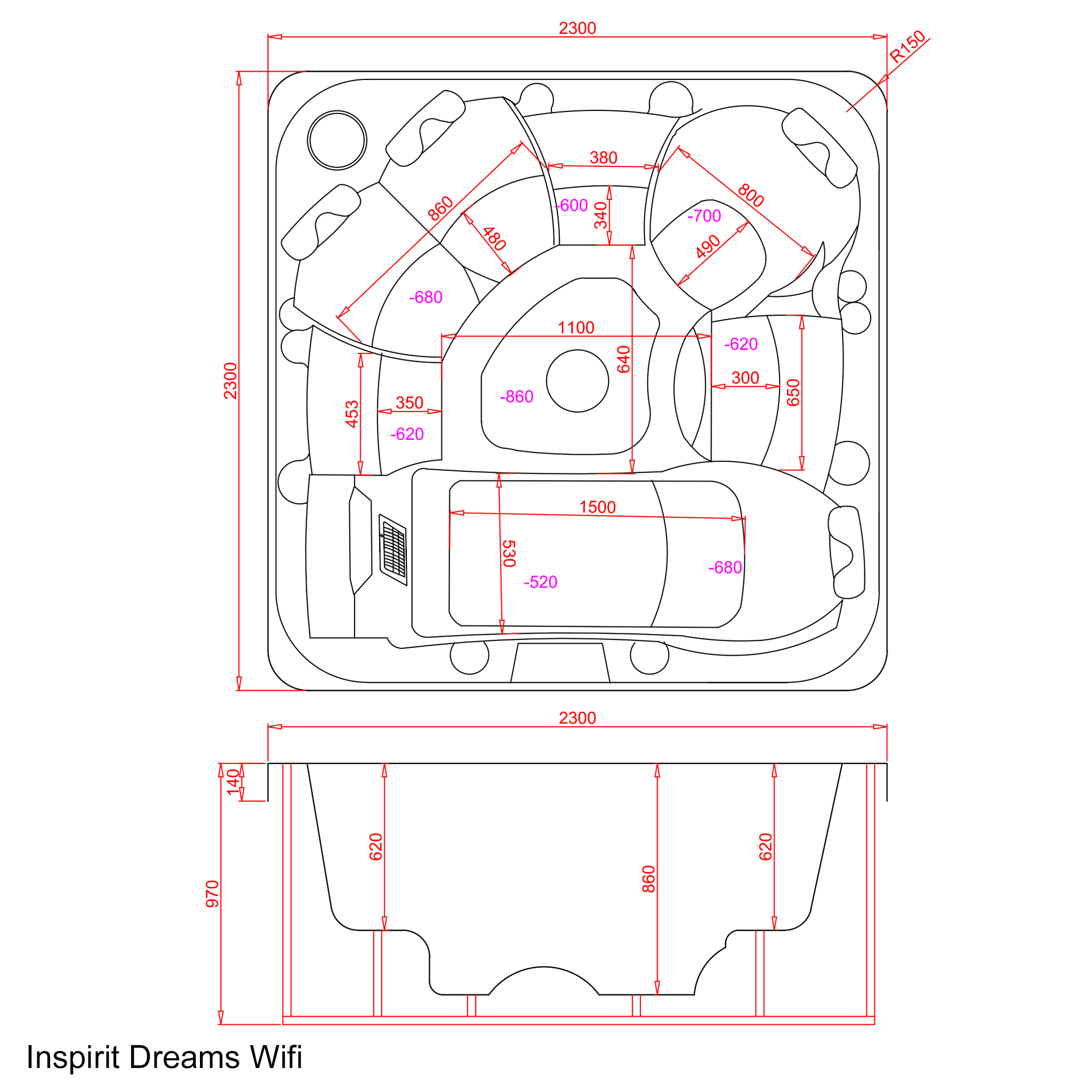 Spabad Inspirit Dreams Blackline - 7 personer | Lyfco Spabad Inspirit Dreams Blackline - 7 personer | Lyfco