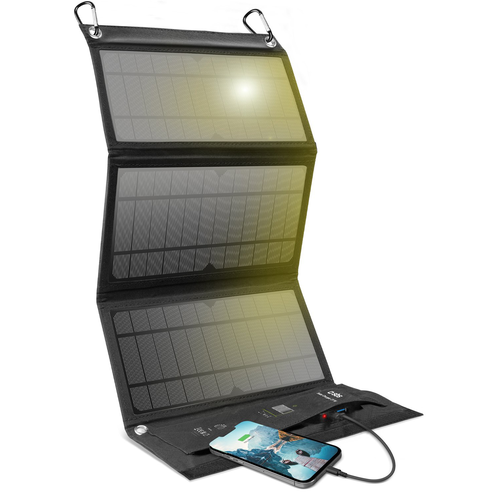 Portabel solpanel 21W | Vikbar | Ladda 2 enheter samtidigt Portabel solpanel 21W | Vikbar | Ladda 2 enheter samtidigt