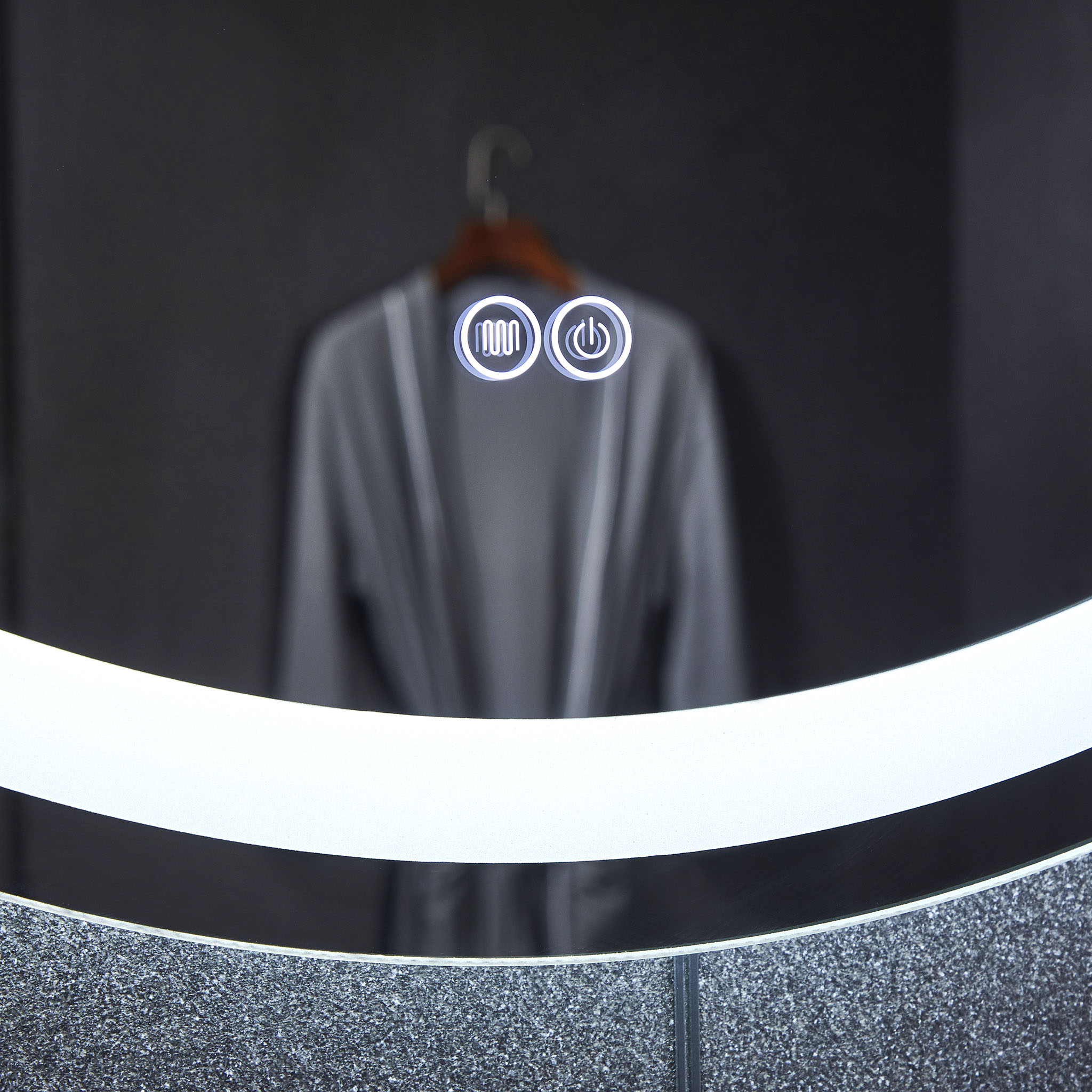 Rund spegel | LED-belysning och anti-fog-funktion