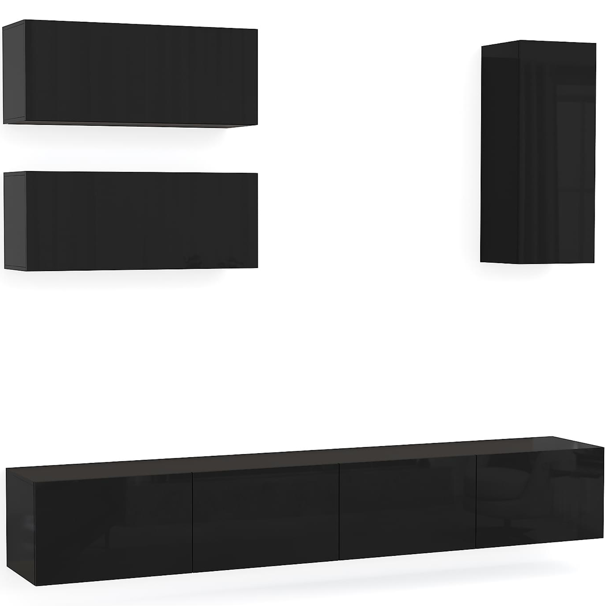 Tv-bänk inkl. hyllor 41x240 cm | Vägghängd | Badachro - Svart Tv-bänk inkl. hyllor 41x240 cm | Vägghängd | Badachro - Svart