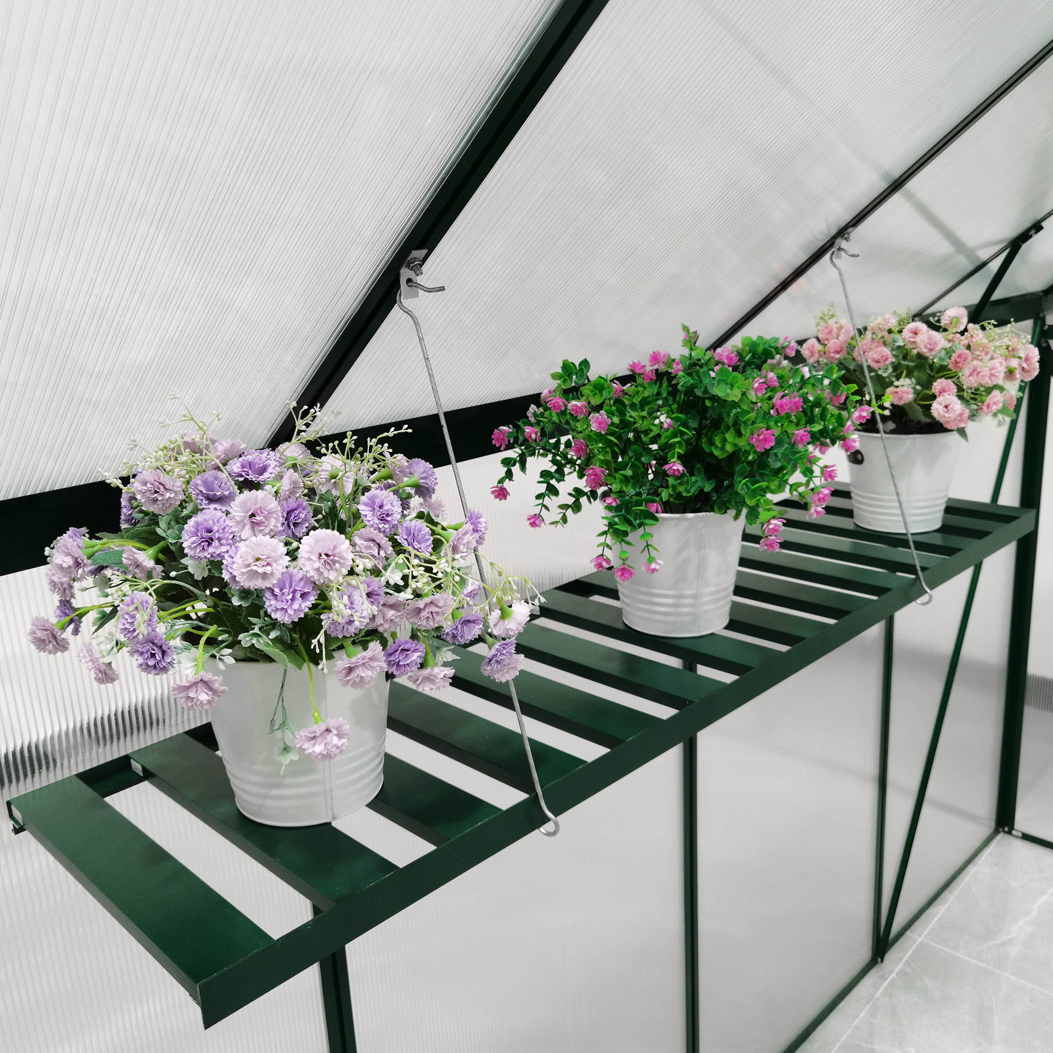 V�ggh�ngd hylla till v�xthus - Aluminium