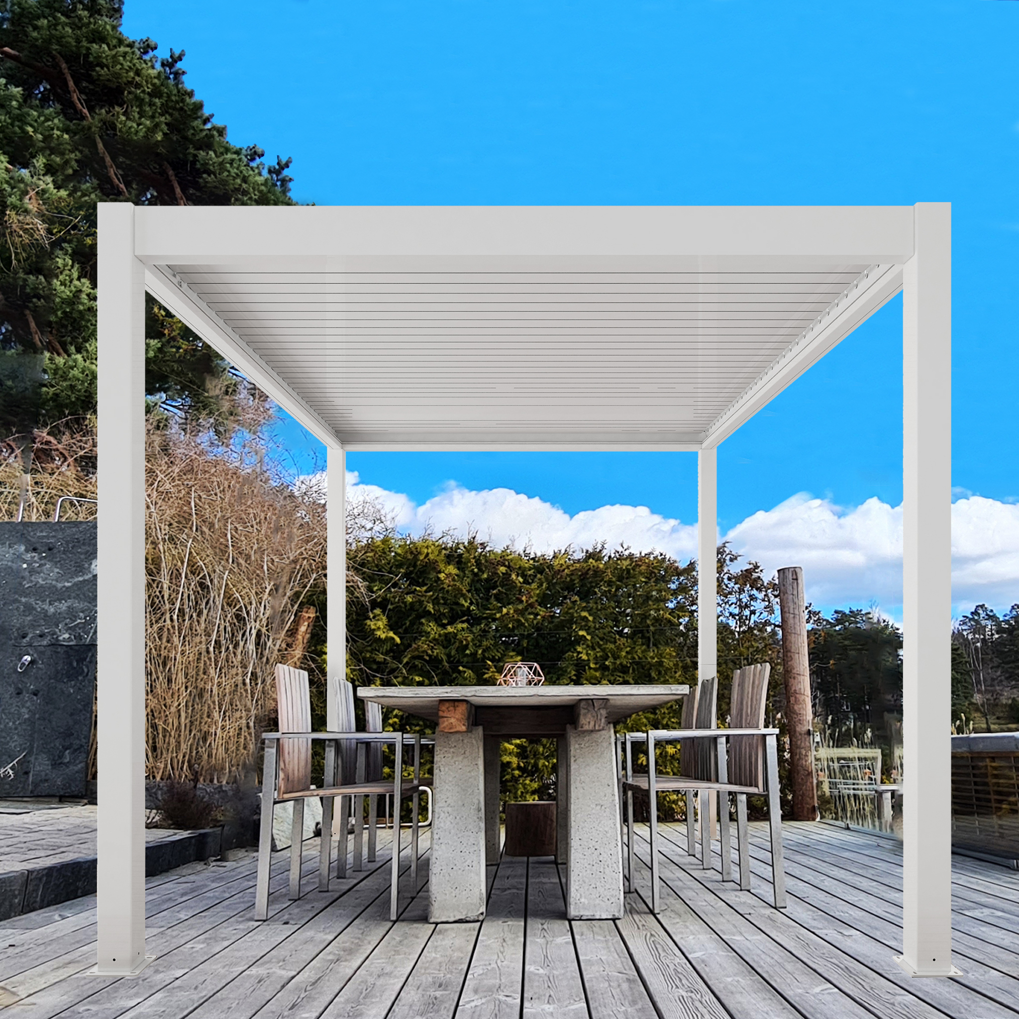 Pergola Premium 4x3m | Motordrivet lamelltak | Vit Pergola Premium 4x3m | Motordrivet lamelltak | Vit