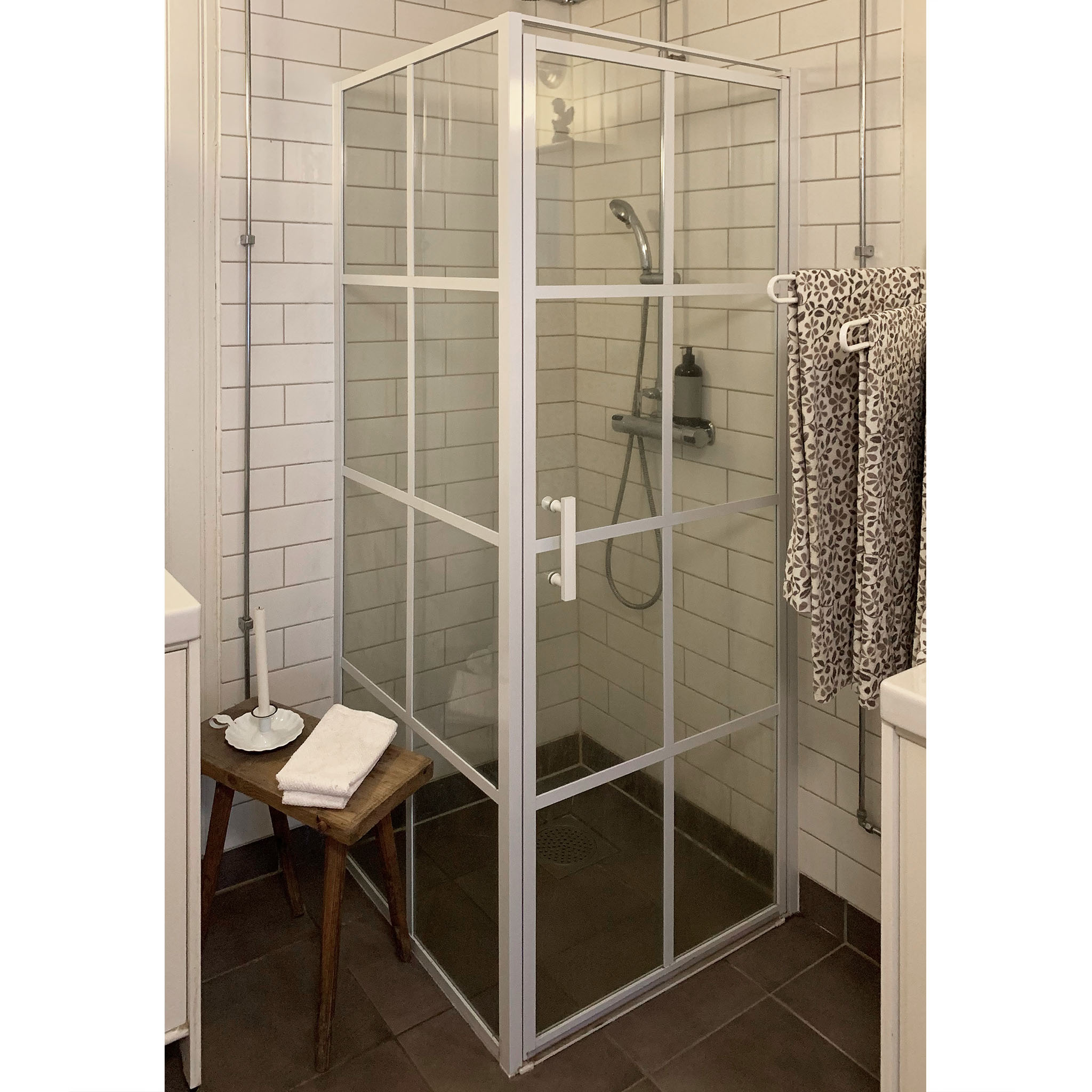 Duschh�rna 80x80x200cm | 6mm s�kerhetsglas | Vita profiler