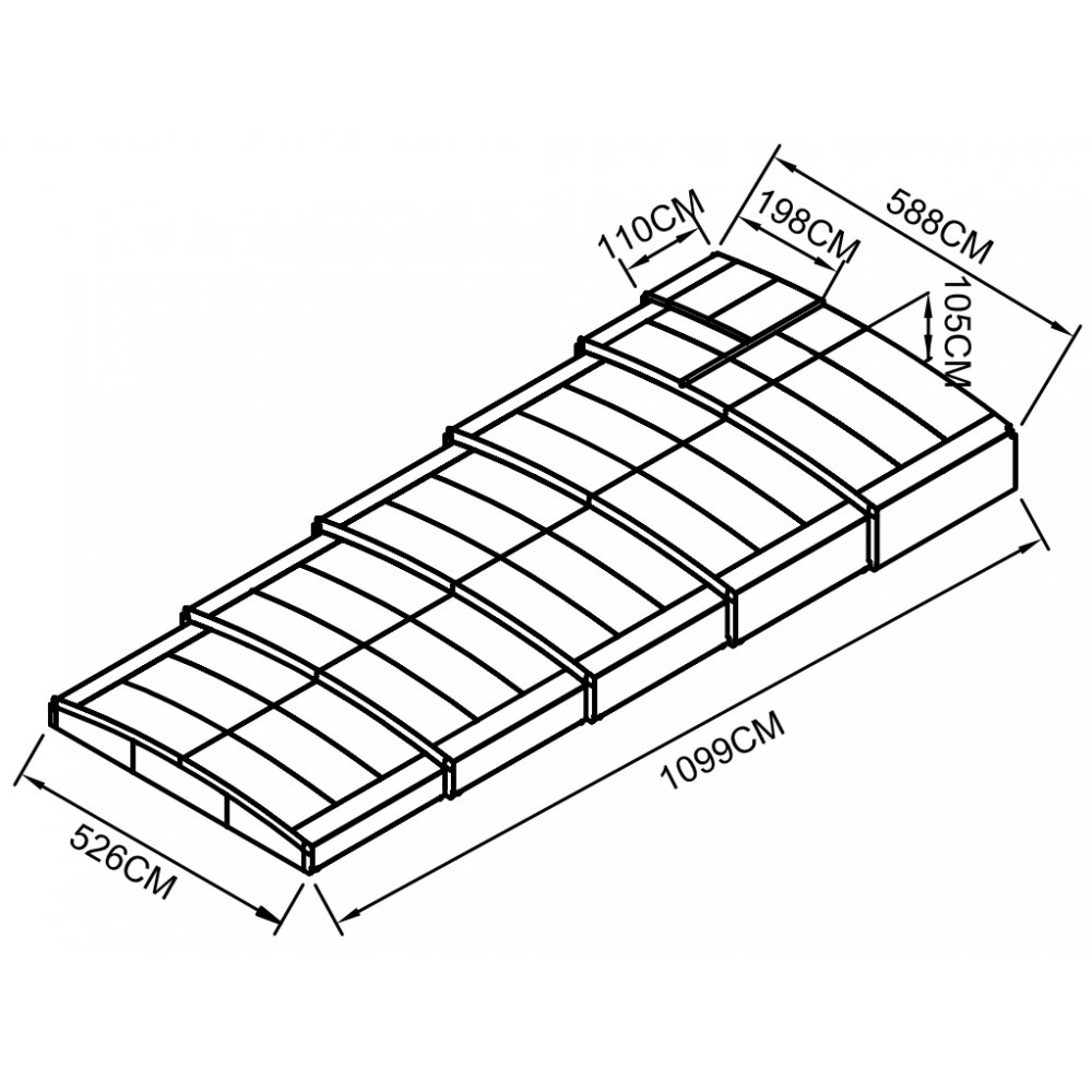 Pooltak 5x10m | Utan skenor | UV-skydd | Flexibel dörr Pooltak 5x10m | Utan skenor | UV-skydd | Flexibel dörr