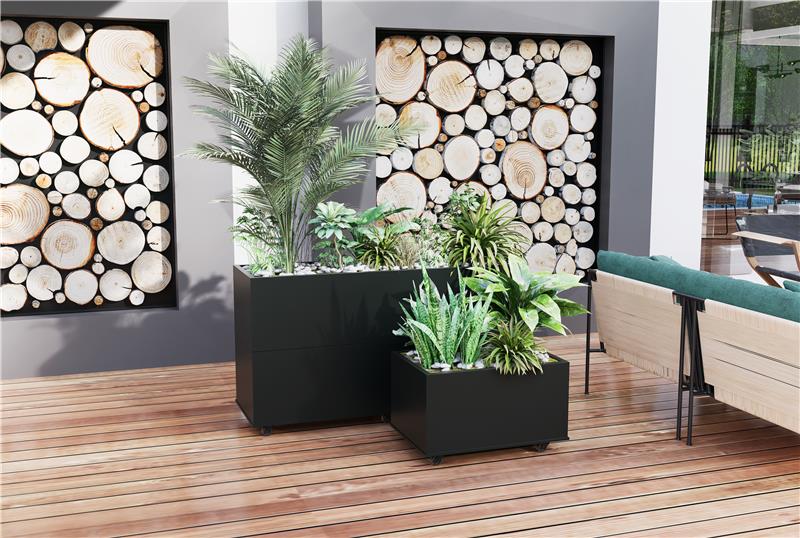 Blomlda i stl | 120x40x60 cm | Svart | Fr utomhusbruk