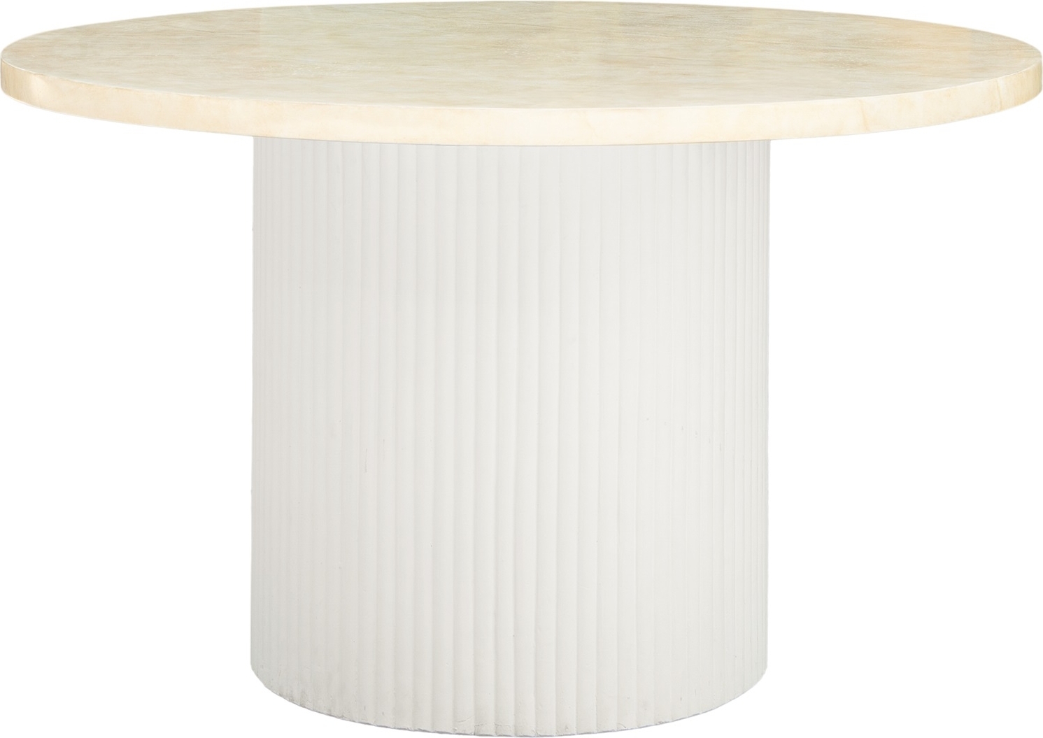 Runt matbord i travertin-look | �122 cm | Lax�