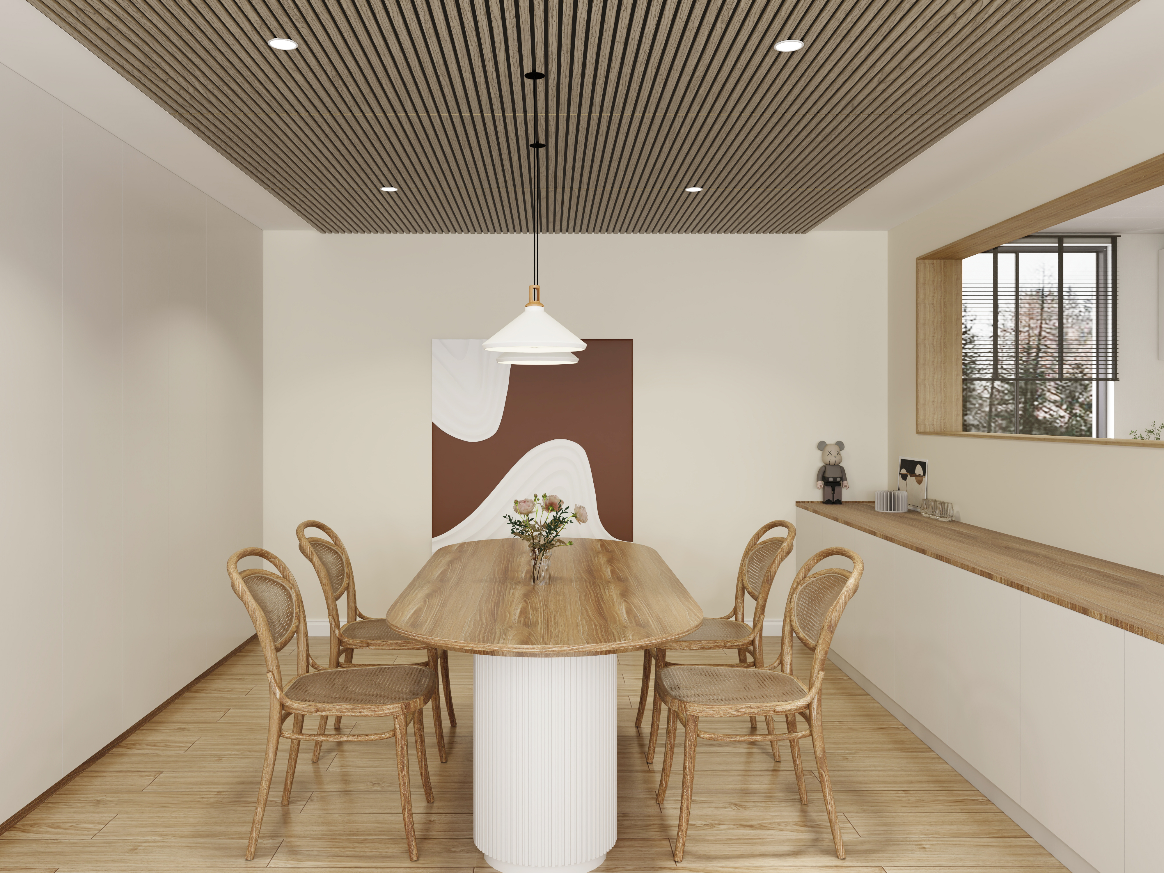 Trälamell akustikpanel | 2400x600x18mm | Tvådelad | Valnöt Trälamell akustikpanel | 2400x600x18mm | Tvådelad | Valnöt