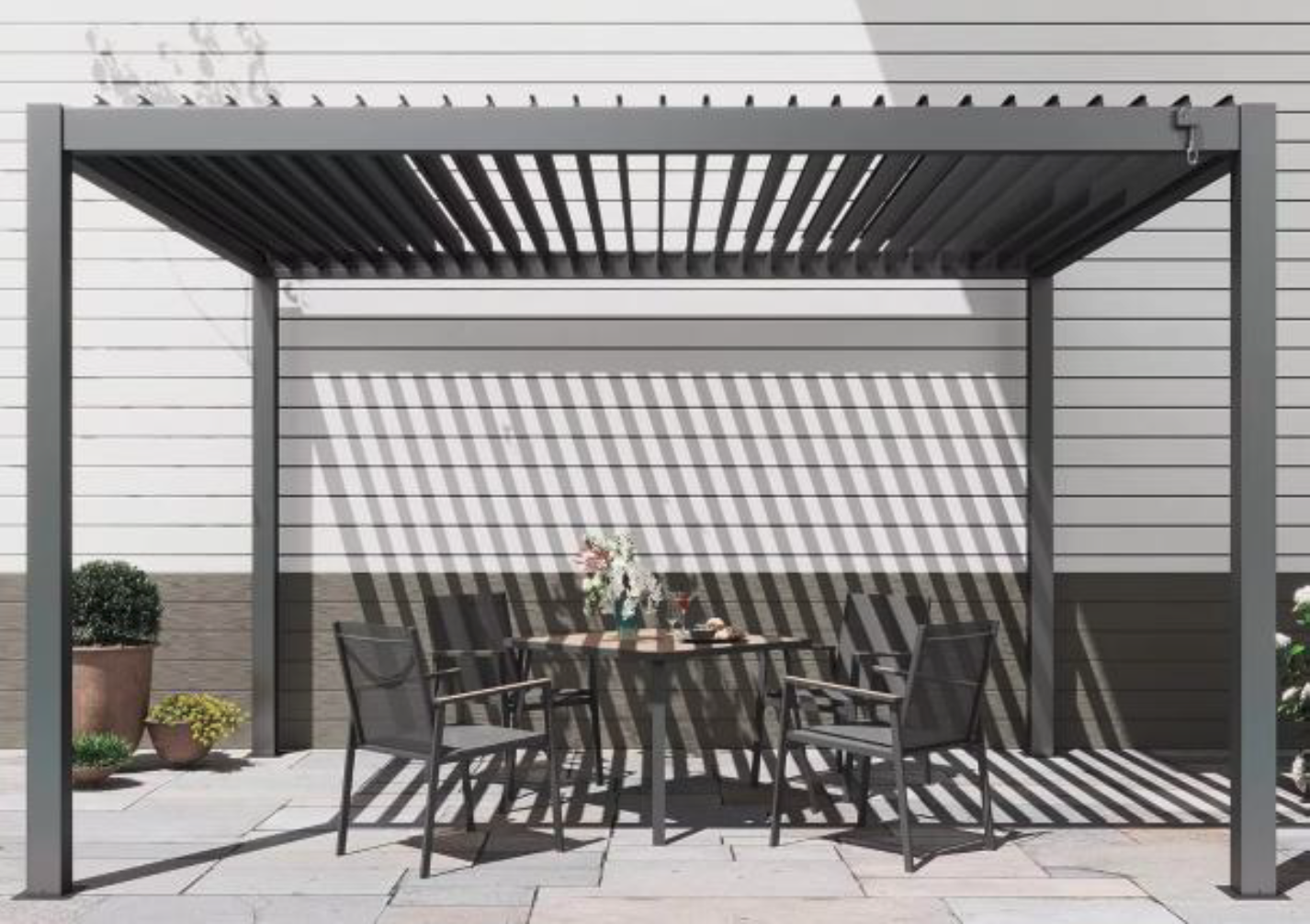 Pergola 4x3 | Aluminium | Grå pergola för uteplats & trädgård Pergola 4x3 | Aluminium | Grå pergola för uteplats & trädgård