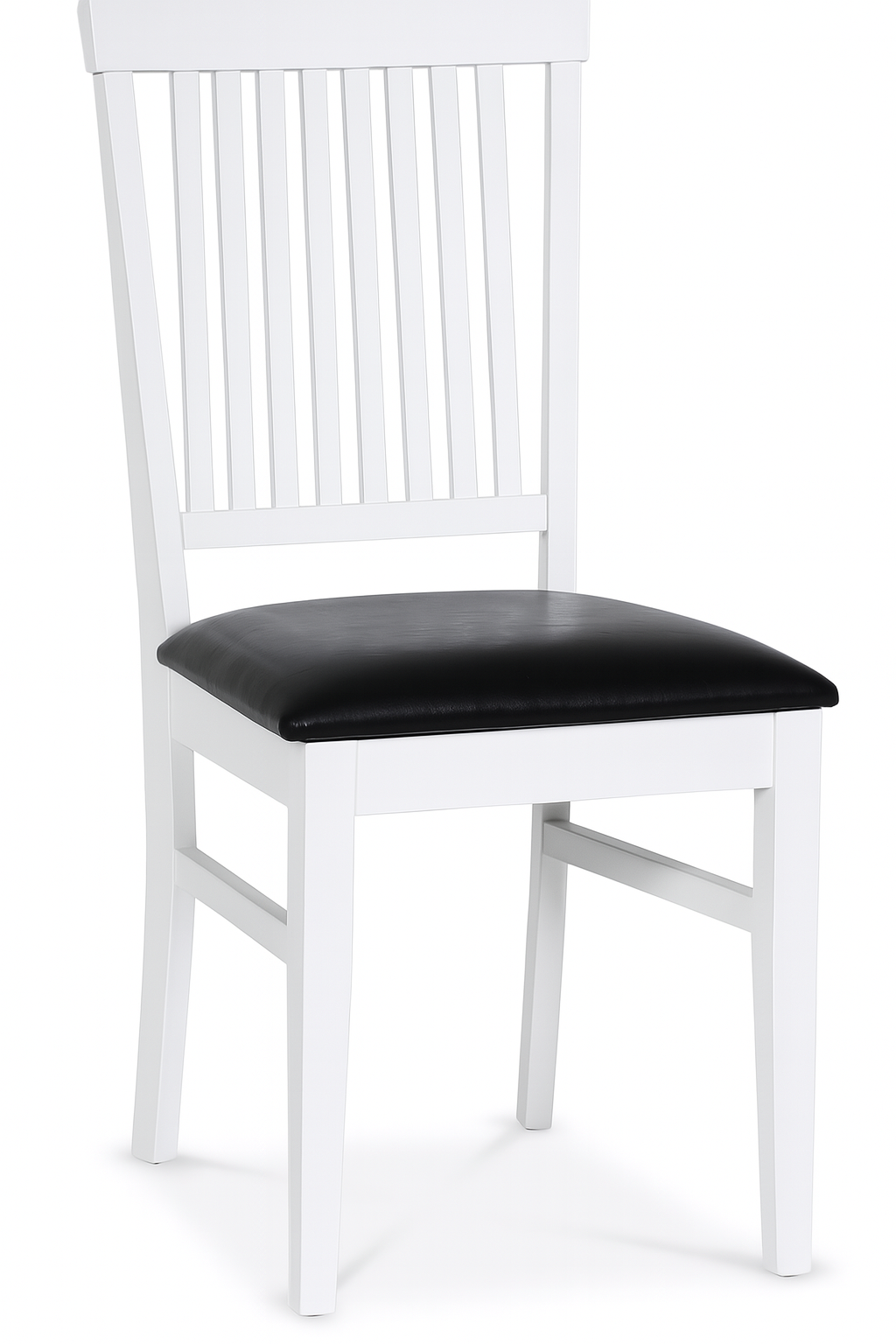 Fårö matstol | Vitlackad trästomme med svart PU-sits | Klassisk och hållbar design | 2-Pack Fårö matstol | Vitlackad trästomme med svart PU-sits | Klassisk och hållbar design | 2-Pack